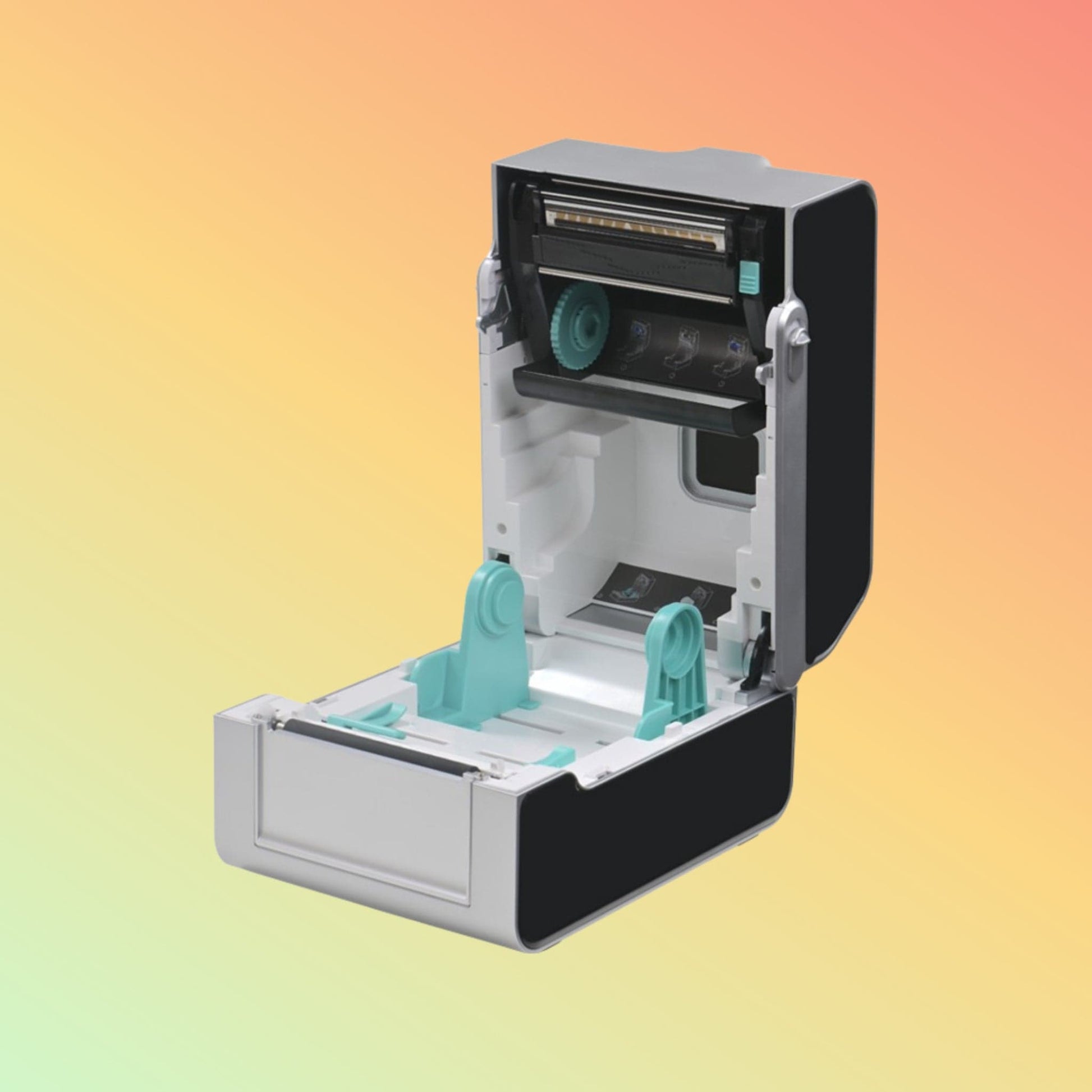 Gainscha GS-2406T Plus in use for printing labels in a retail environment.