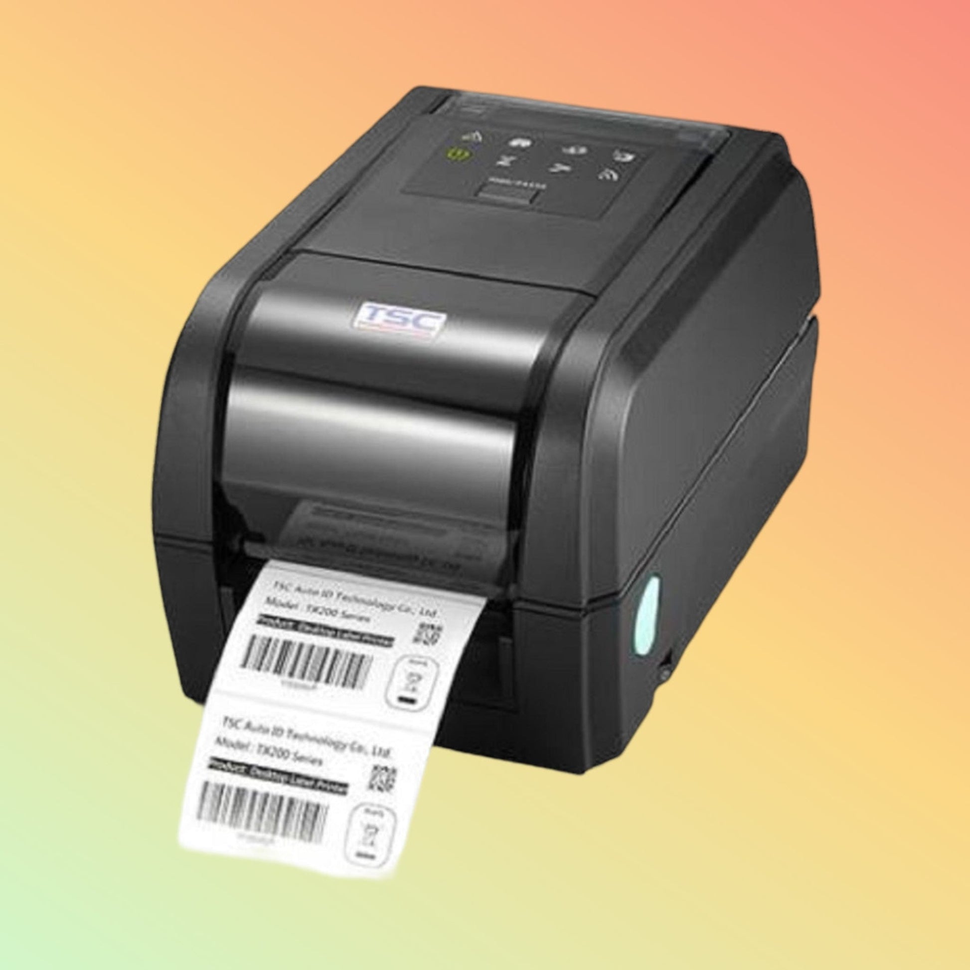 "TSC TX200 Barcode Printer with labels and tags"