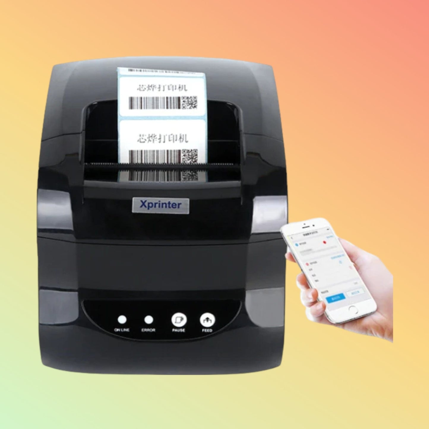 "Xprinter XP-365B Label Printer showcasing its compact design and intuitive interface."