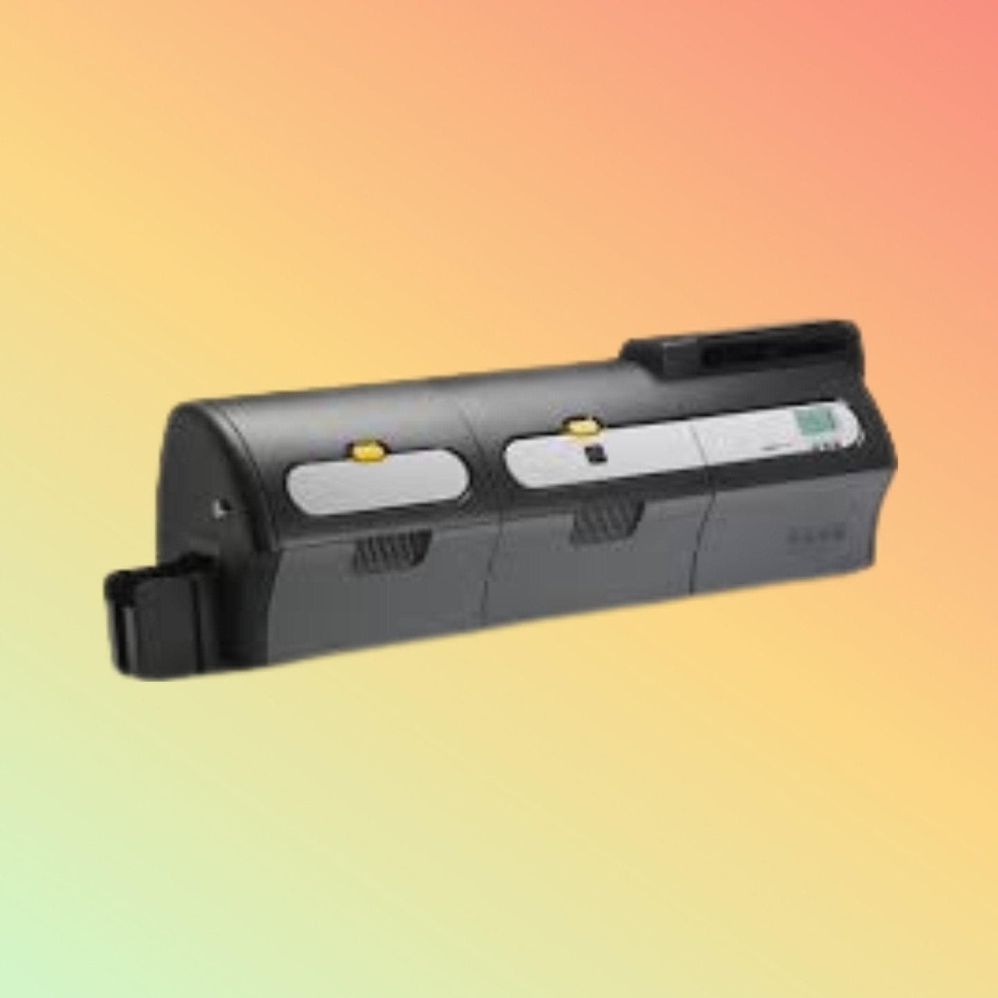 Front view of Zebra ZXP7 Dual Laminator Module showcasing dual-sided lamination capability.