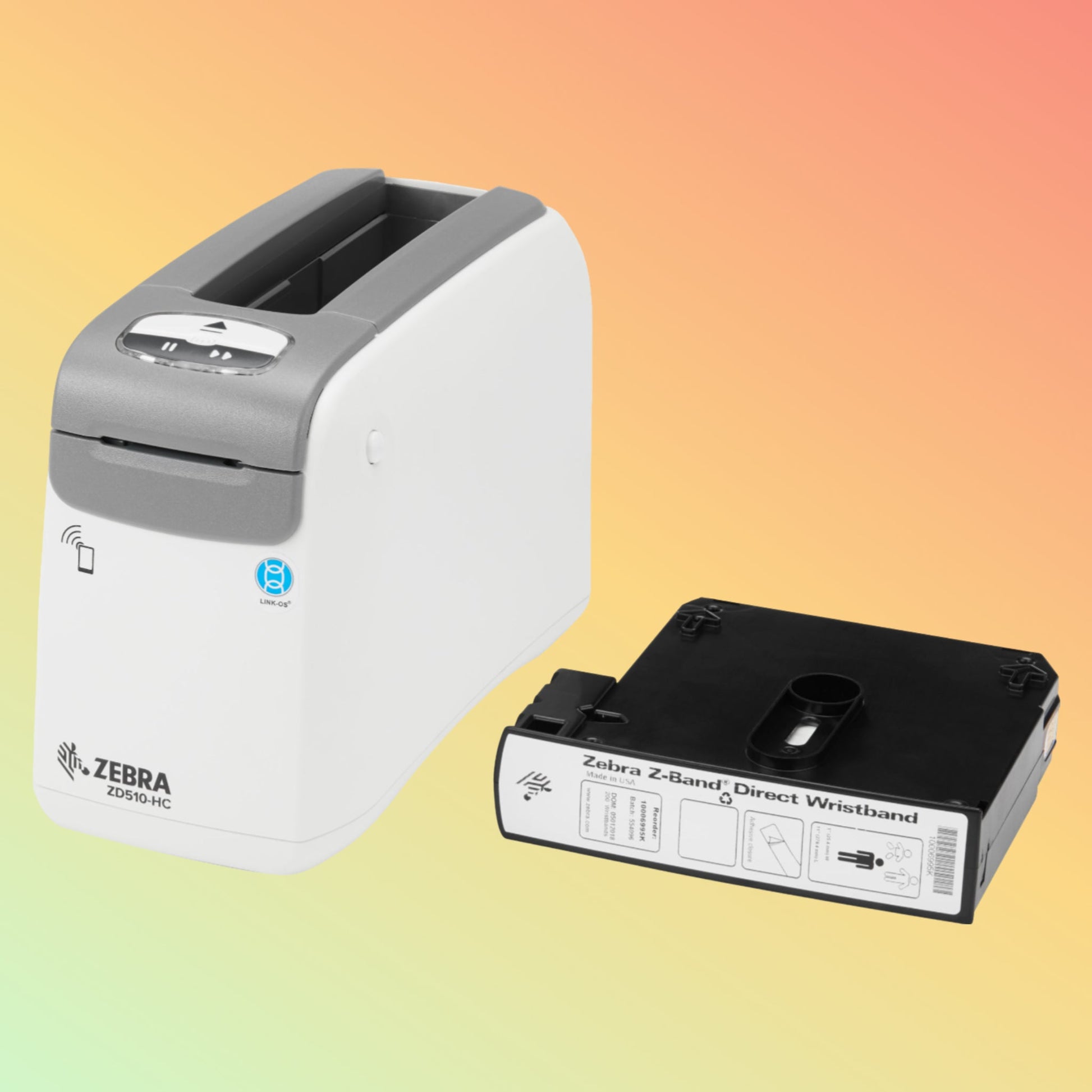 alt="Zebra ZD510-HC healthcare printer, optimized for secure and reliable patient identification."