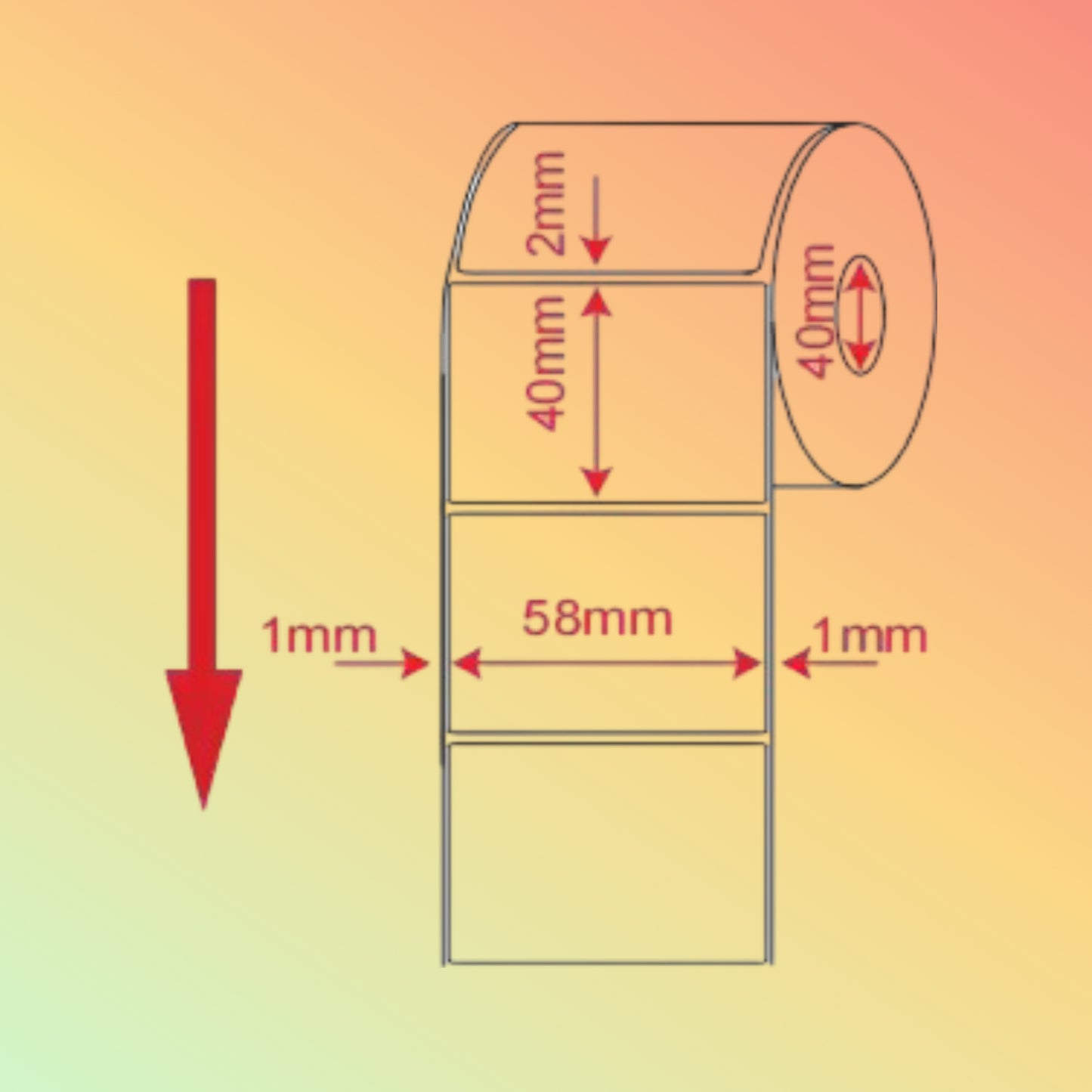 Thermal Label 58mm X 39mm - 60Rolls/Box