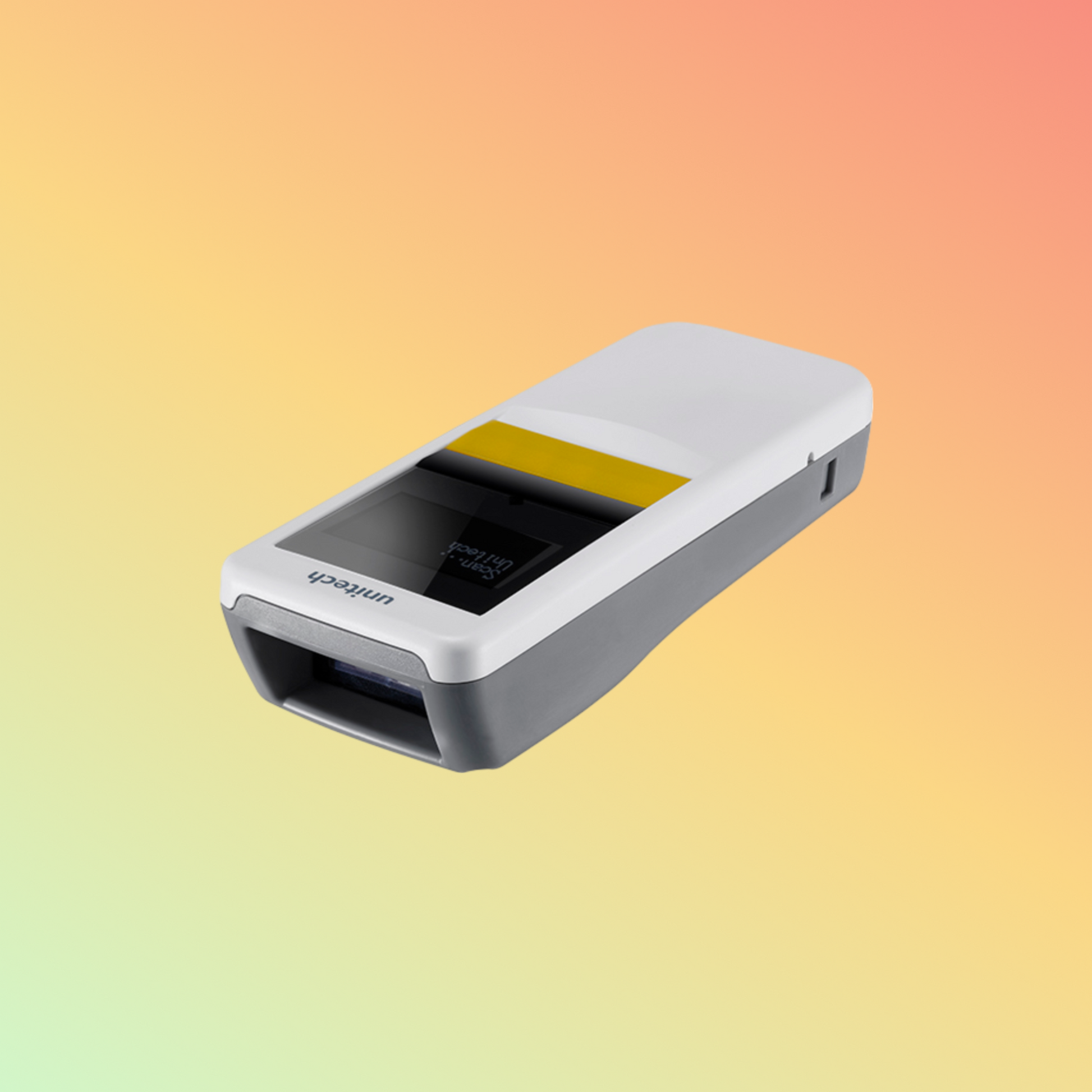 alt="Close-up of Unitech MS926P pocket-sized 2D scanner"