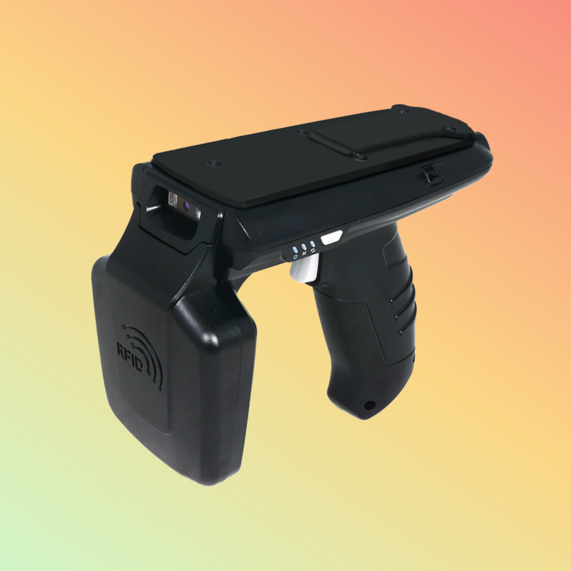 alt="Unitech RP200 UHF RFID mobile reader designed for handheld use, featuring a compact design and Bluetooth connectivity for efficient RFID tag reading."