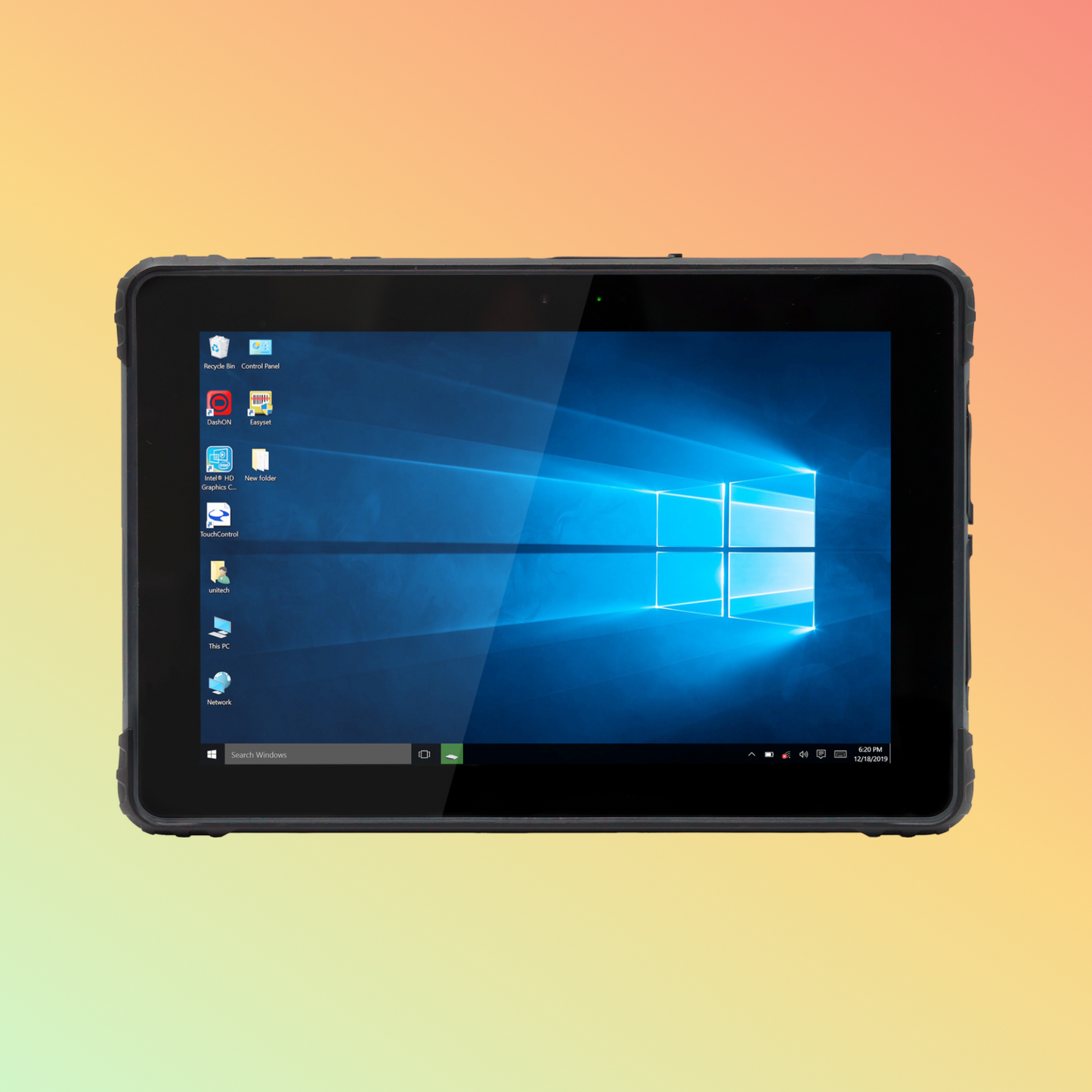 alt="Unitech TB110 rugged tablet designed for industrial use, featuring a durable casing, Android OS, and a high-resolution touchscreen for efficient operations."