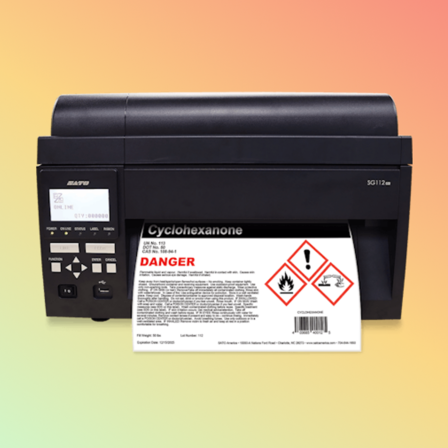 alt="Industrial-grade SATO America SG112-ex thermal printers, ideal for warehouse and industrial settings, offering reliable performance, high-resolution printing, and robust design."