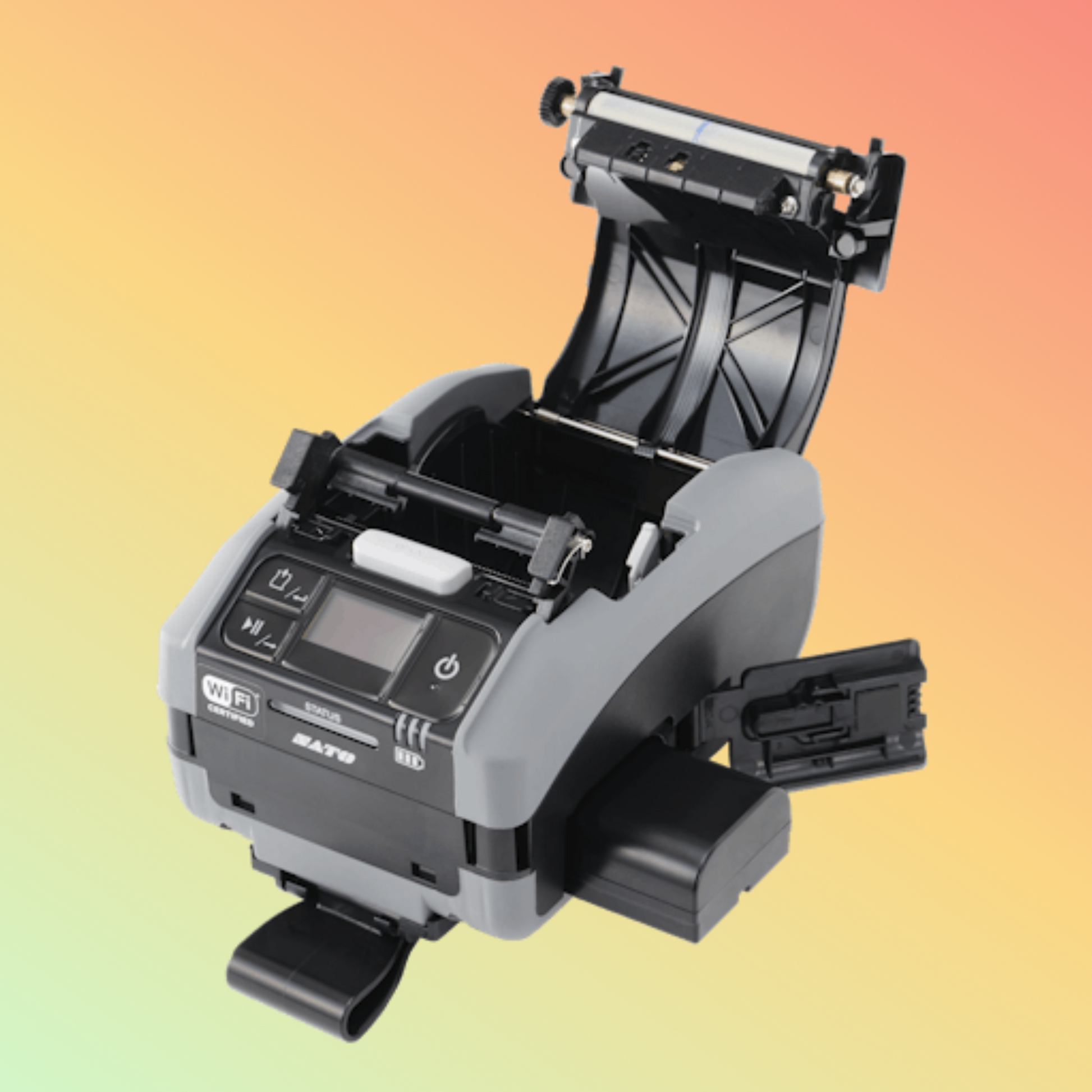 alt="Compact SATO America PW2NX mobile thermal printers designed for portable use, with a lightweight build, direct thermal printing, and multiple connectivity options."