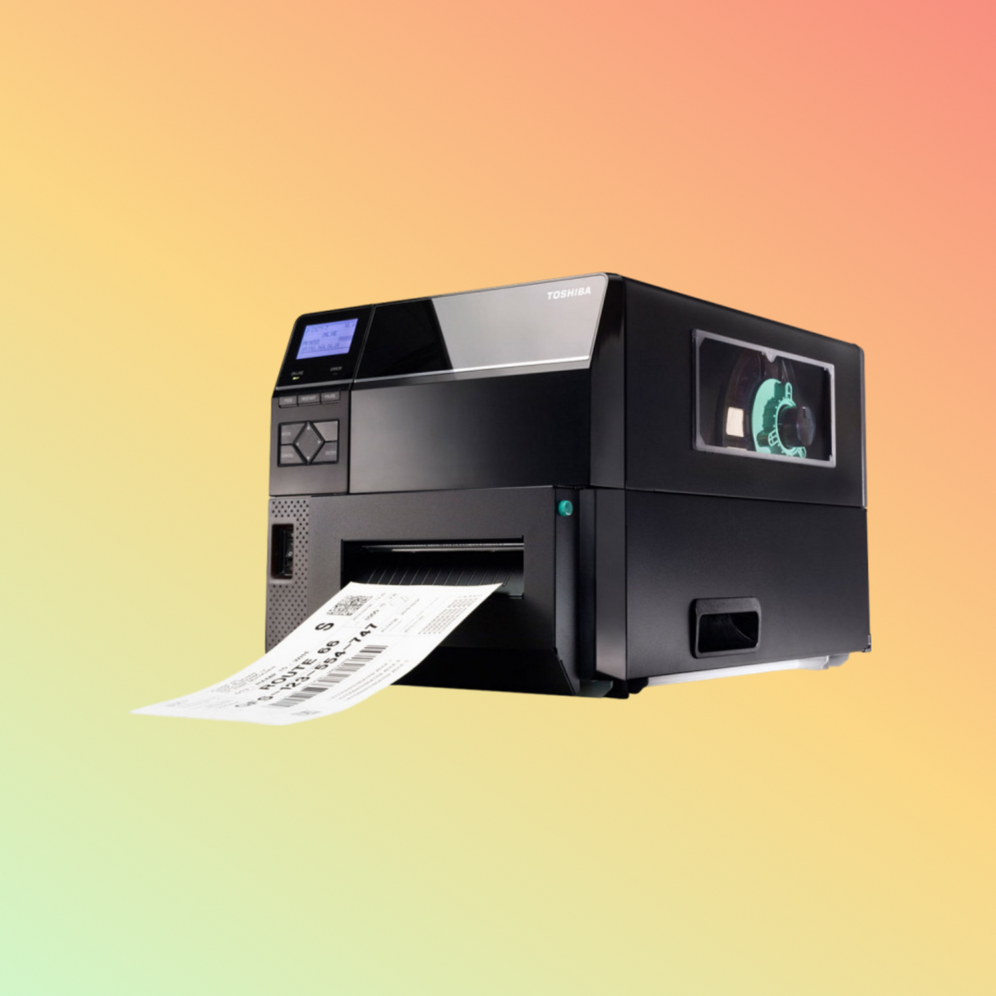 alt="TOSHIBA B-EX6T3 industrial label printer for wide-format, high-quality printing"