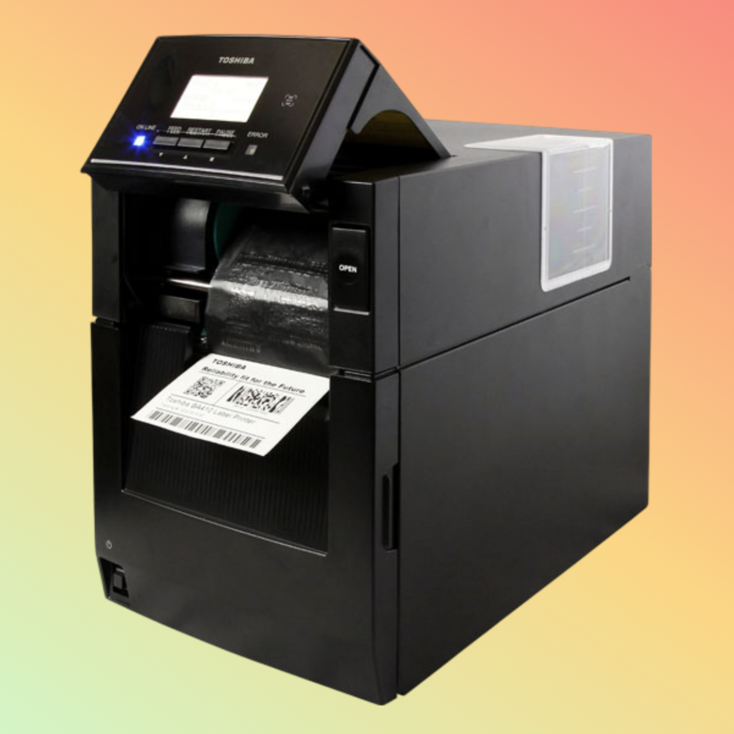 alt="TOSHIBA BA410T label printer for efficient barcode and label creation"