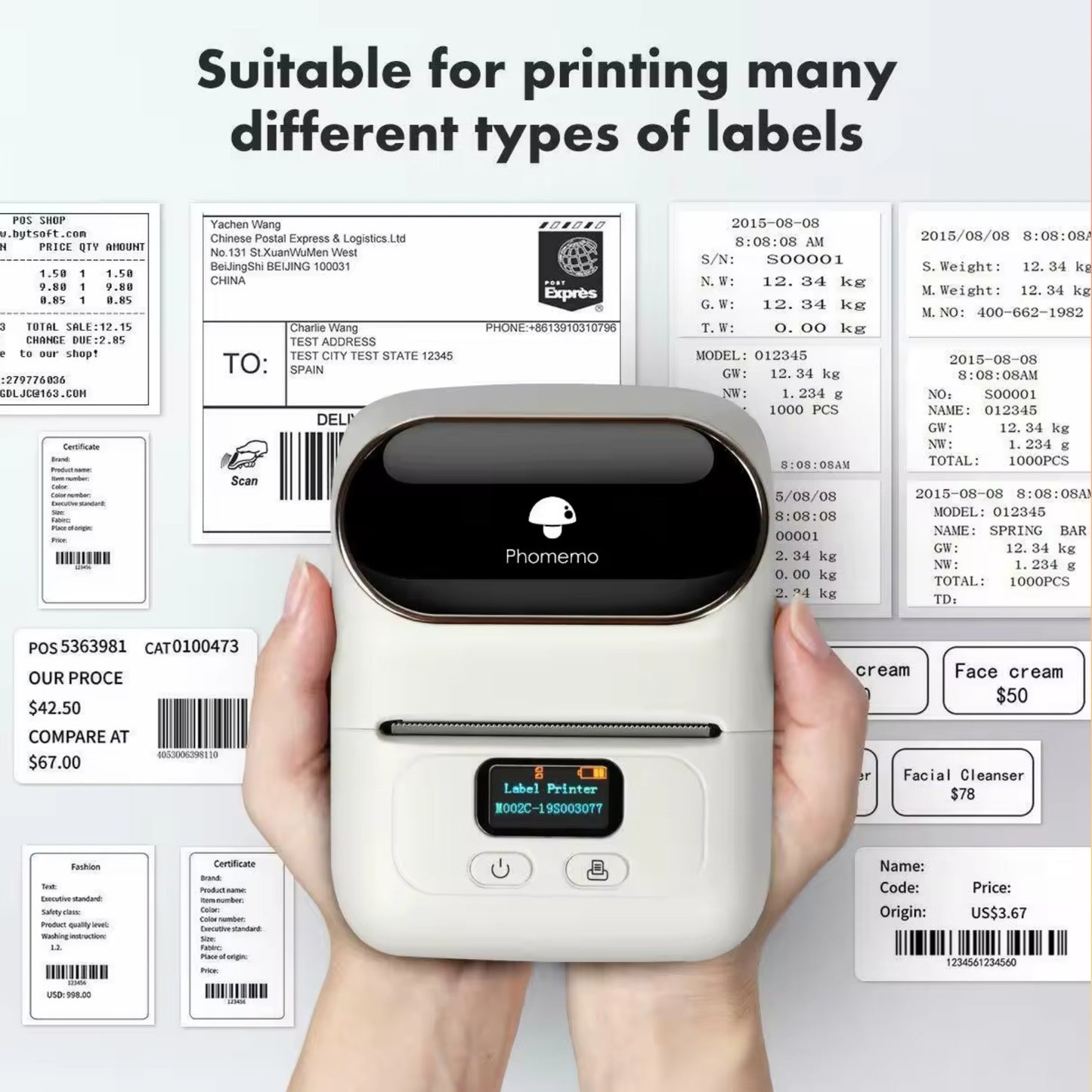 Phomemo M110 Portable Label Printer - Bluetooth & USB Barcode Label Maker