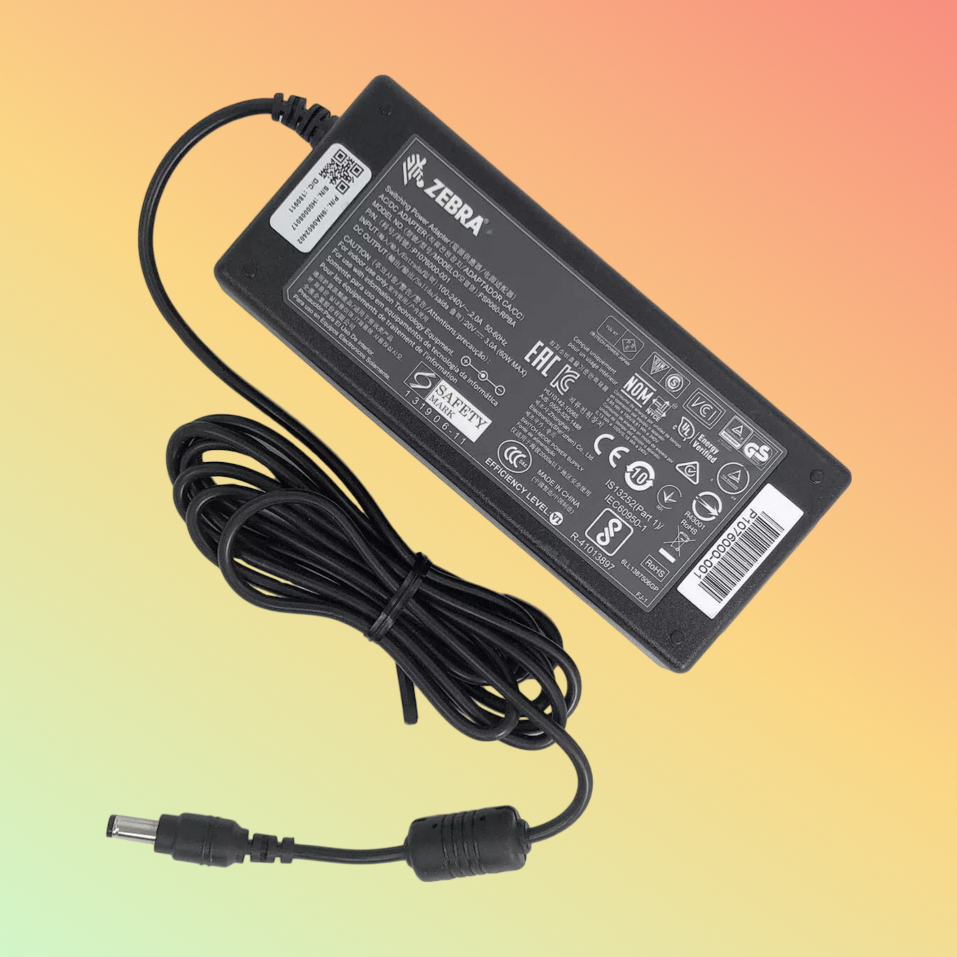 "Zebra P1066008 AC Adapter Front View"