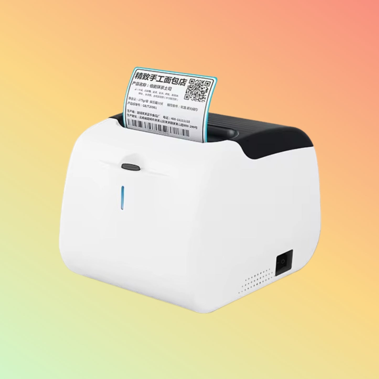 Printer in Action: Postech PT-R8033 BT printer in use, printing labels efficiently.