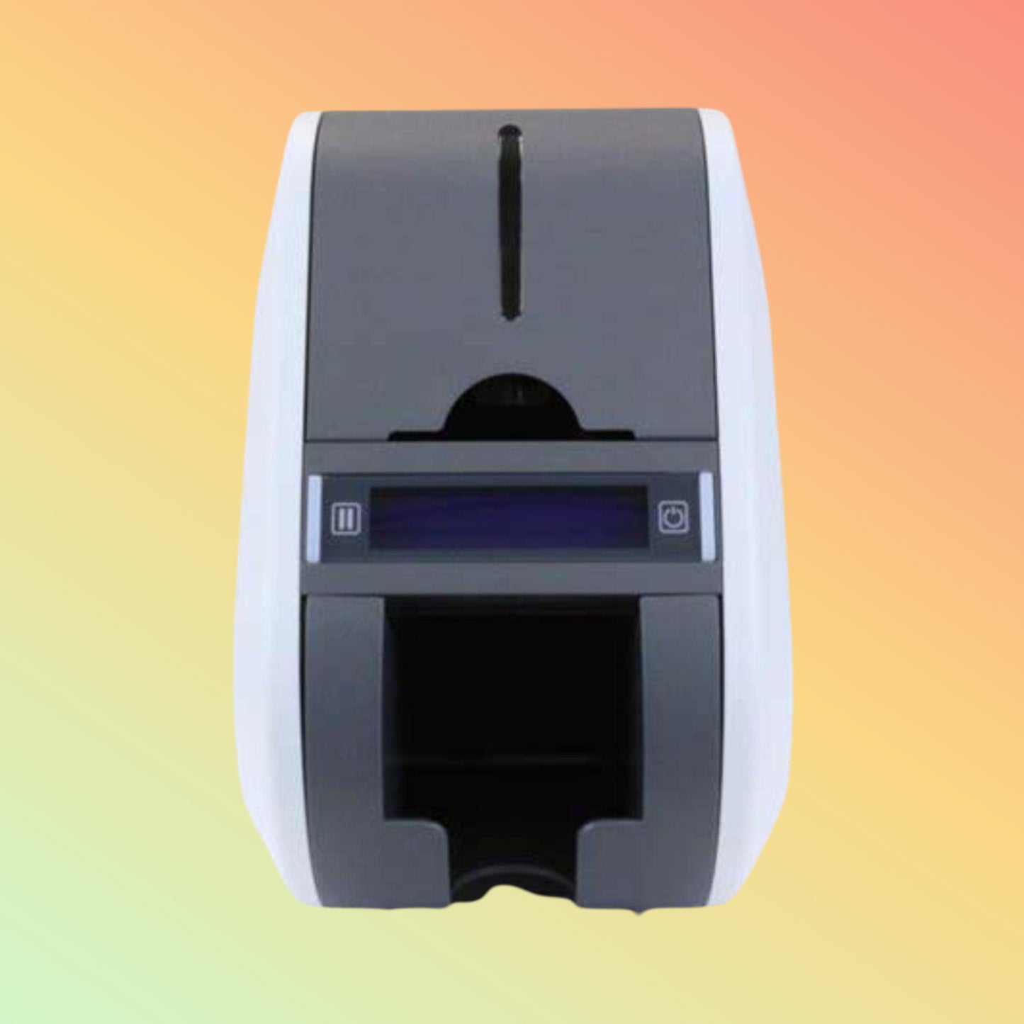 "Close-up of IDP Solid 310R printer’s rewritable card slot for eco-friendly ID card printing."