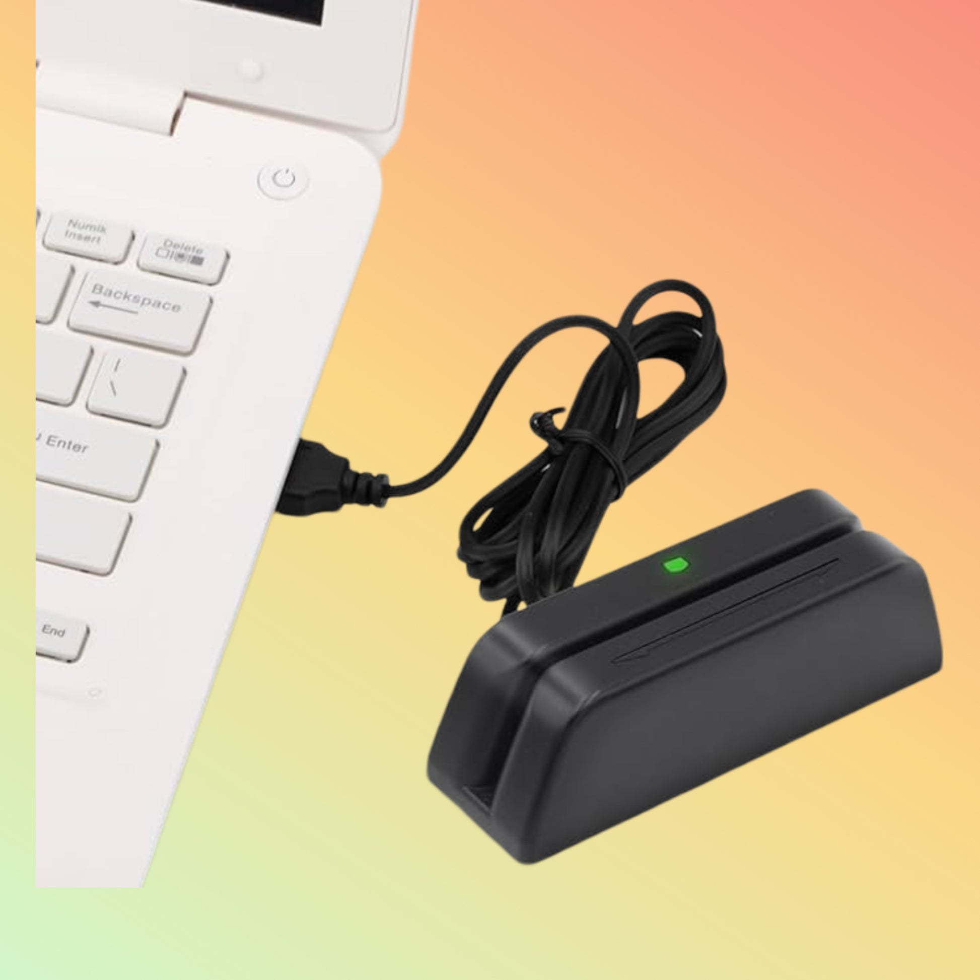 "White POSTECH PT-RMSR123 Magnetic Card Reader with USB and Bluetooth"