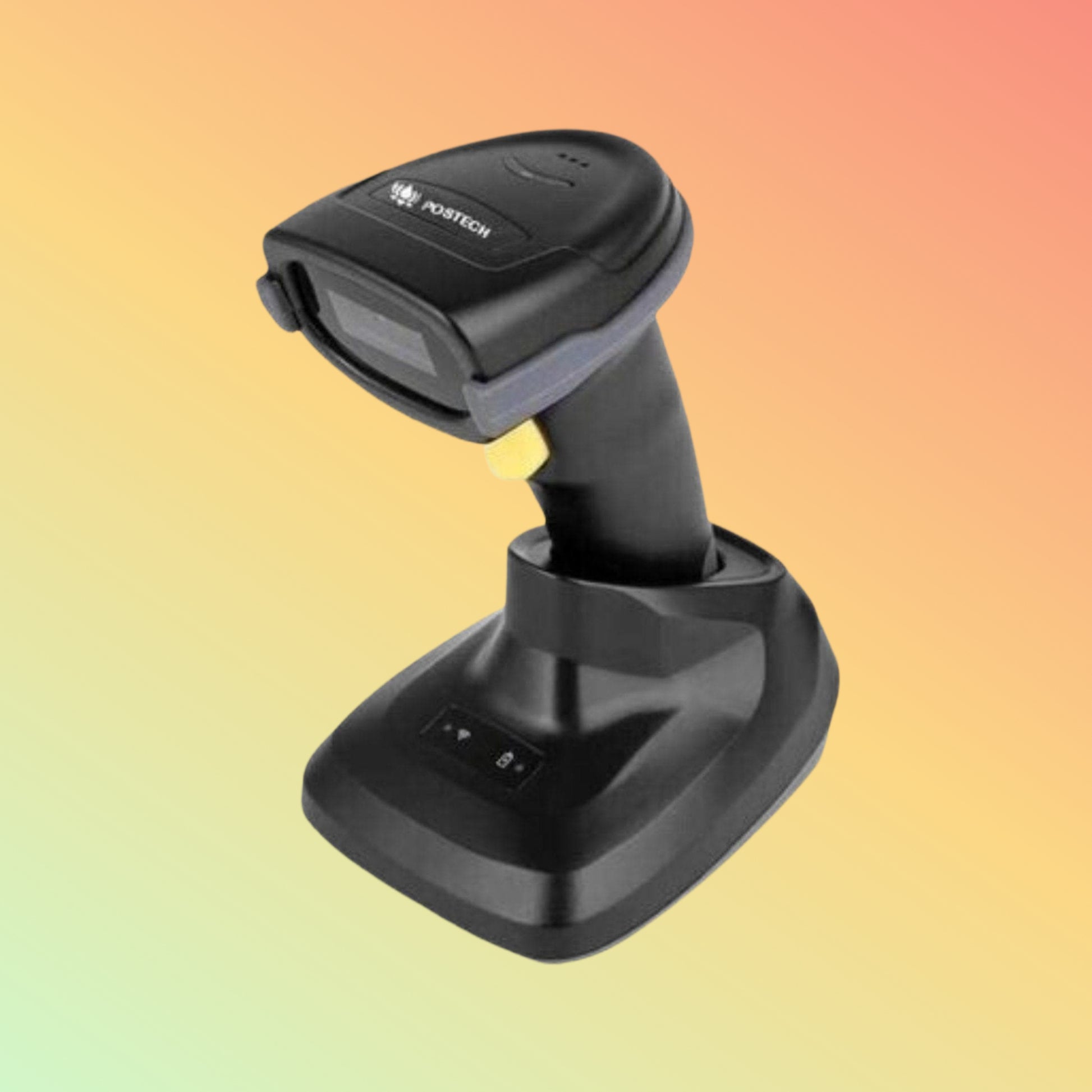 Postech PT-R3890 wireless barcode scanner with charging cradle.