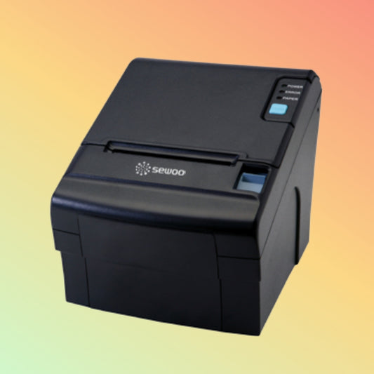 "Front view of SLK-T213EB POS Printer highlighting compact design."