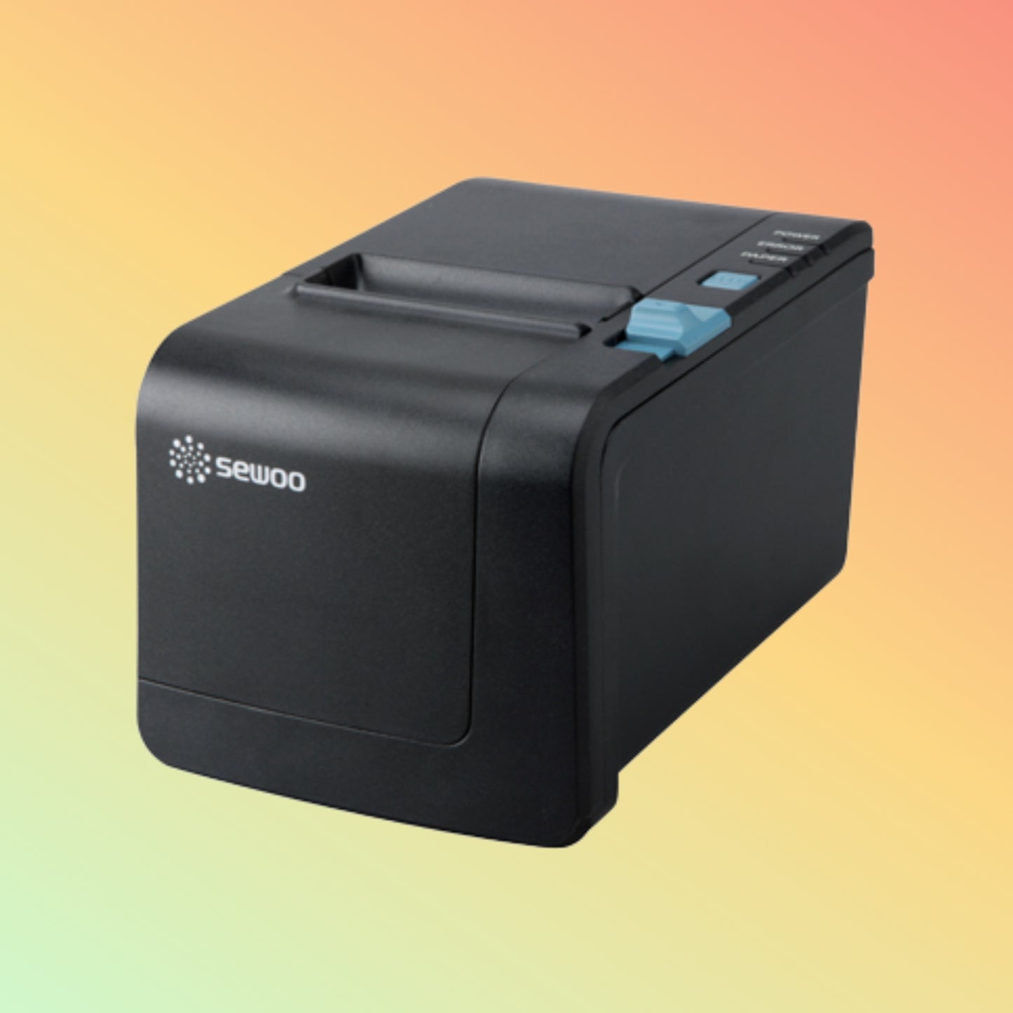 "Front view of SLK-T42 POS Printer highlighting compact design."