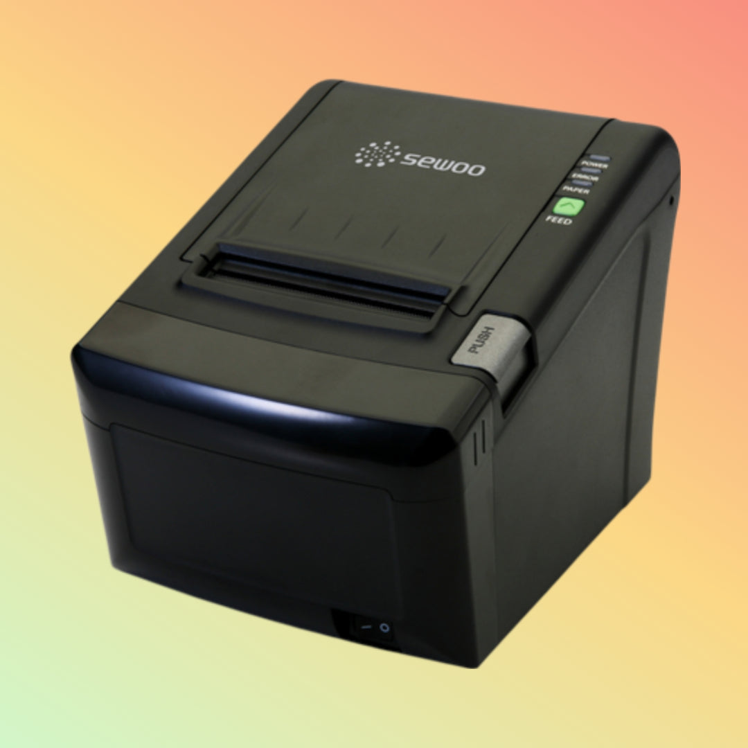 "SEWOO SLK-TE122 connected via USB to a POS system for seamless receipt printing."