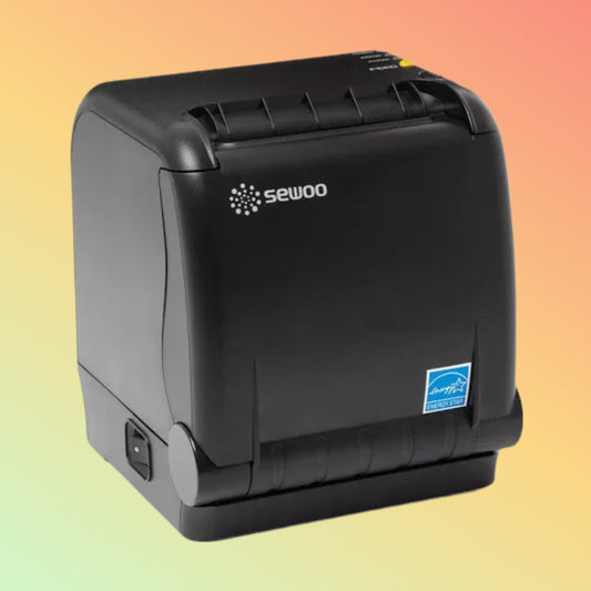 Front View of Sewoo SLK-TS400EB POS Printer: Close-up of the Sewoo SLK-TS400EB with a compact and sleek design.