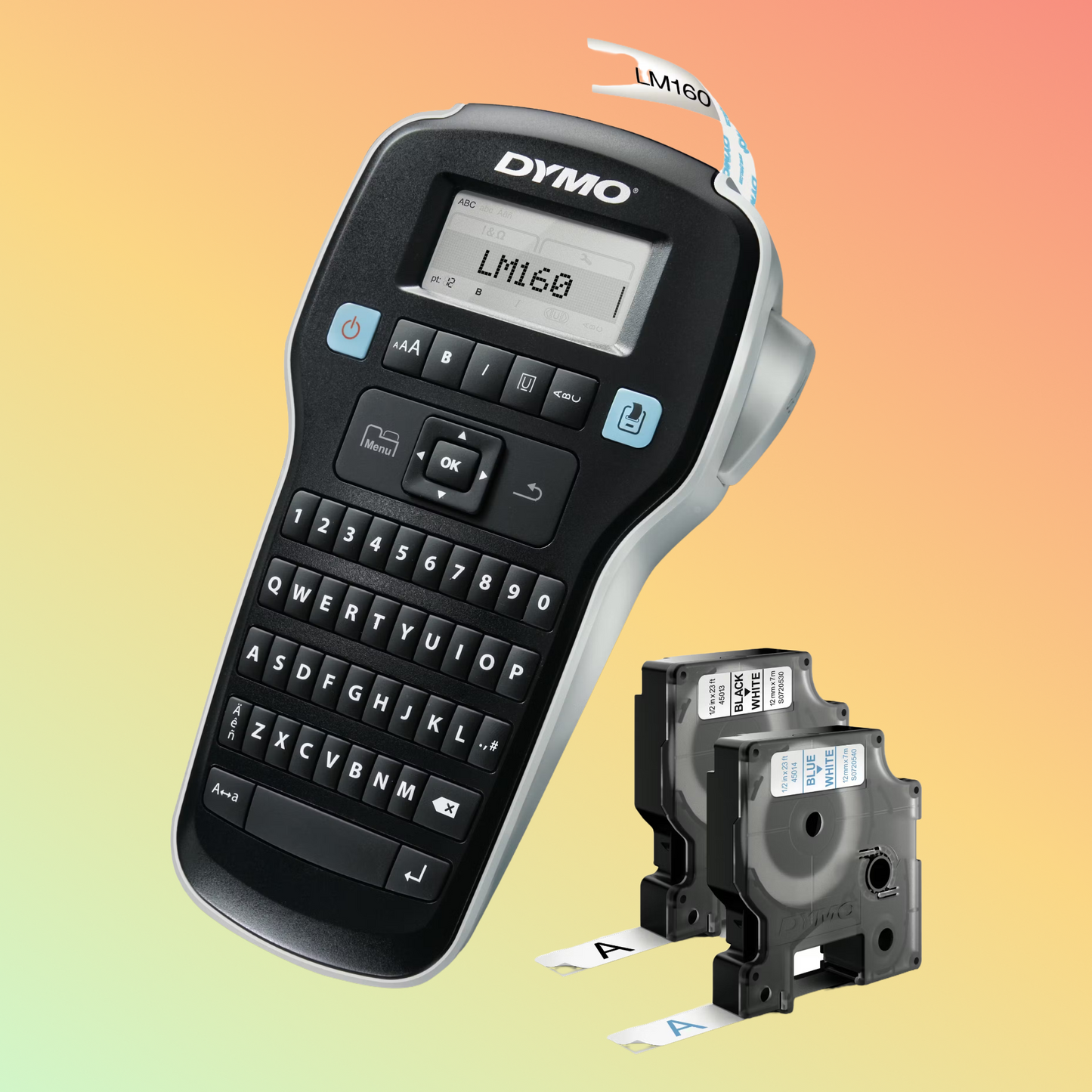 DYMO LabelManager 160 Portable Label Maker with 2 D1 Label Tapes