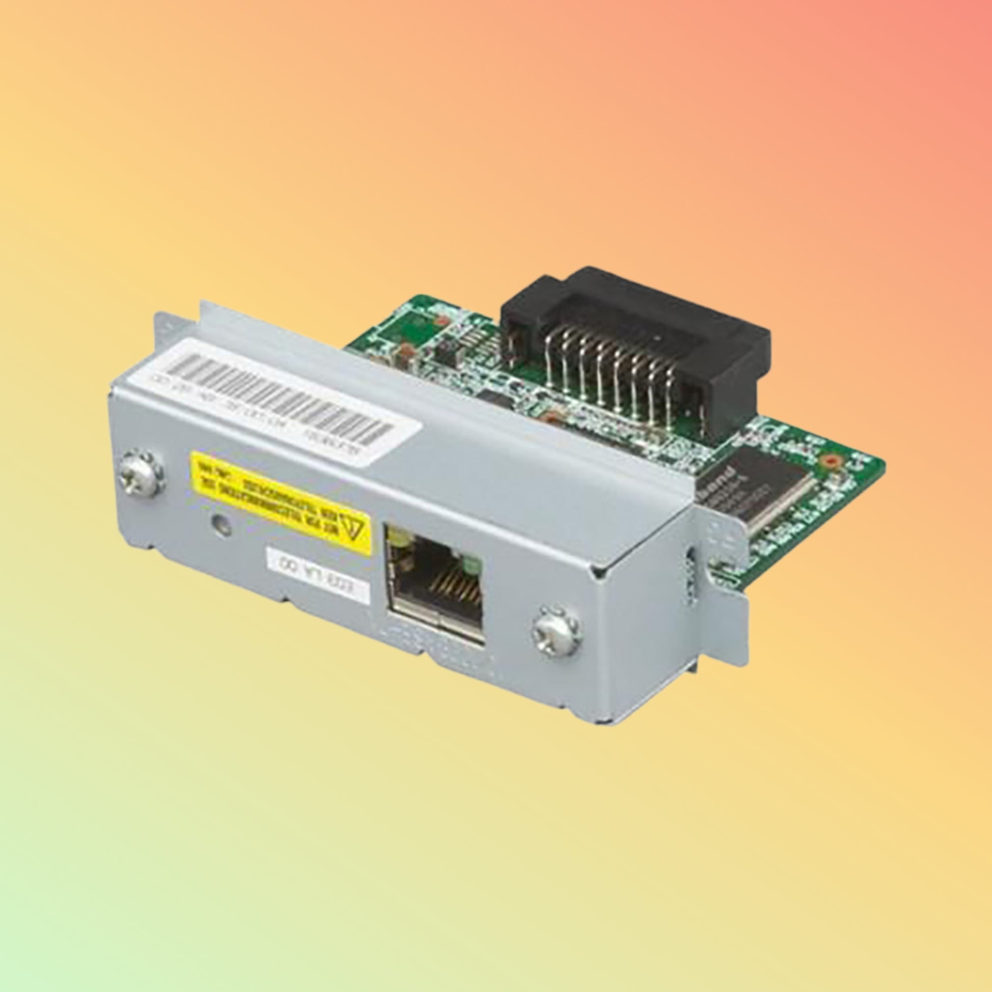 Close-up of the Epson UB-E02 Ethernet Interface Card with RJ-45 Port