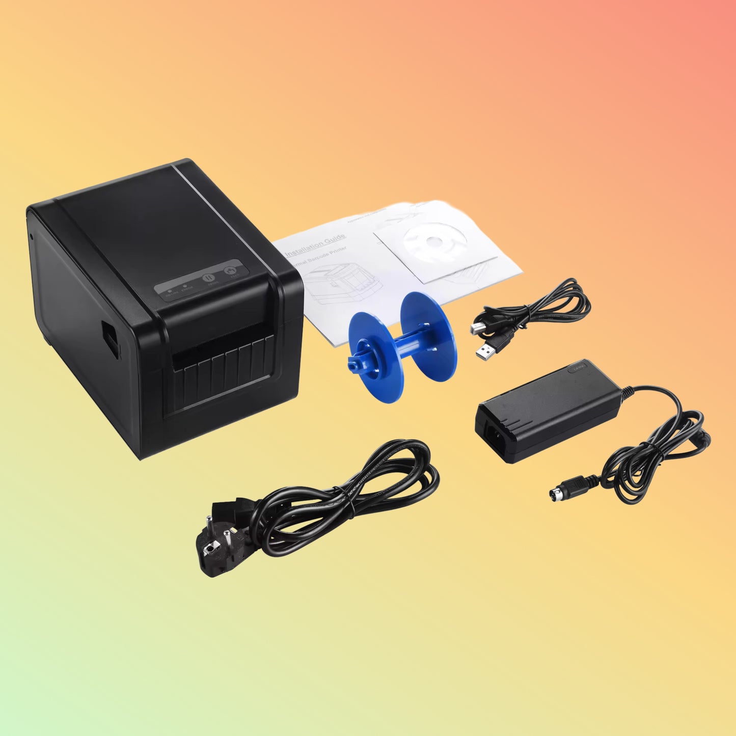 "Package contents of NEOPOS NP-R80L, including printer, power cable, and user manual."