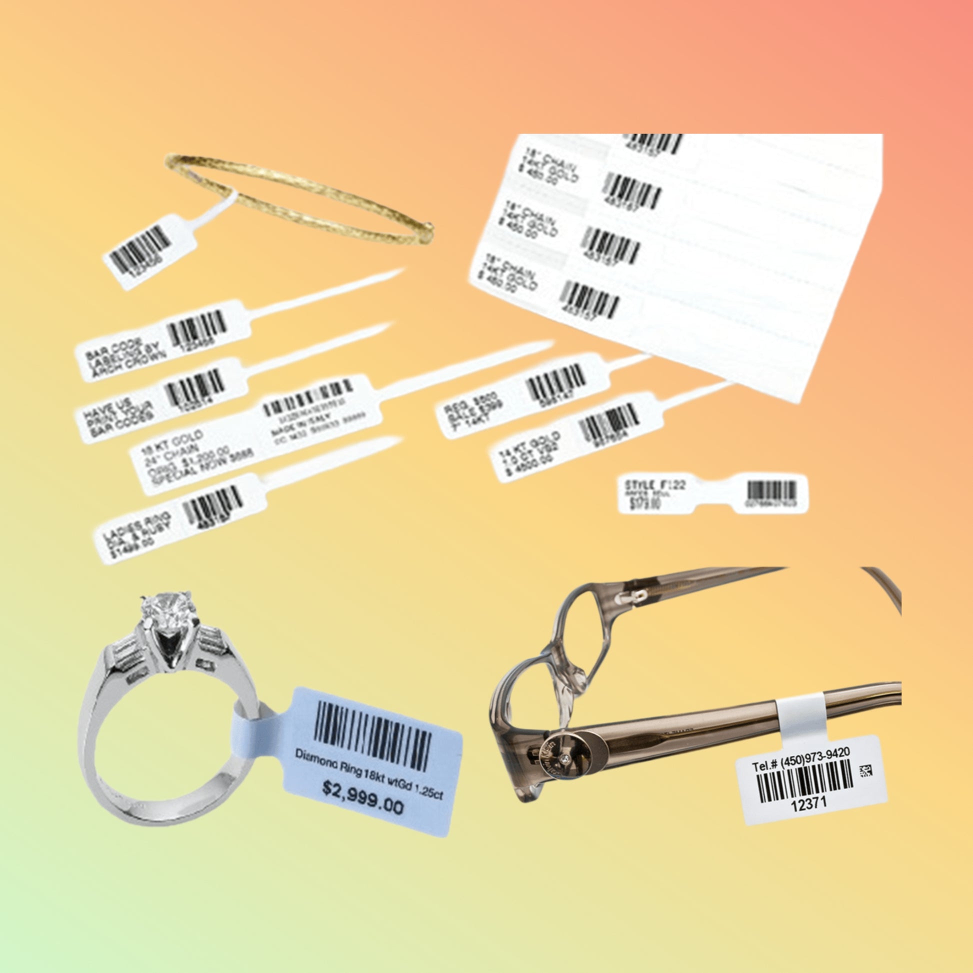 "Vinyl jewelry labels with customizable logo and UV printing options"