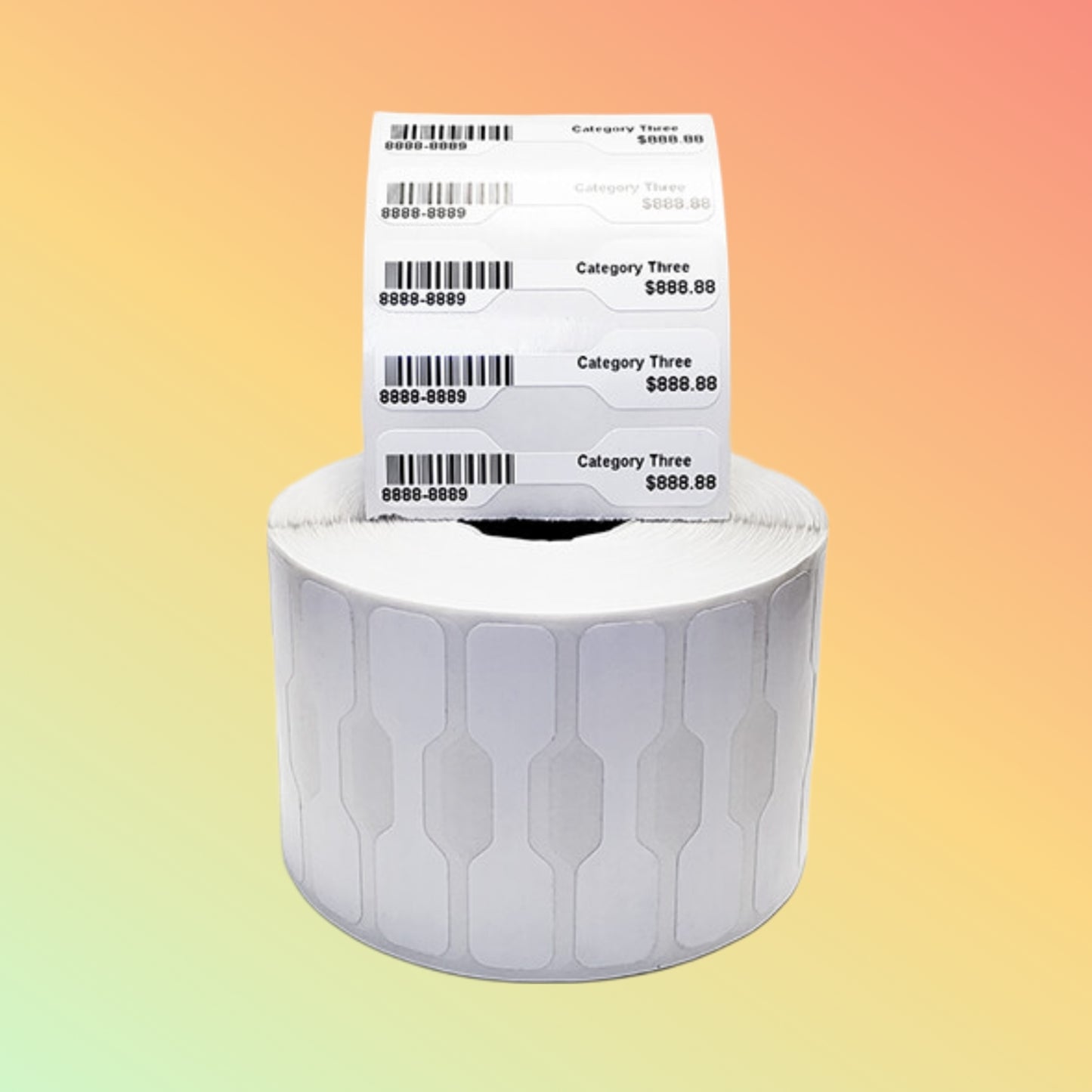 "65mm x 16mm Optical Jewelry Label - White Synthetic Vinyl, Waterproof"