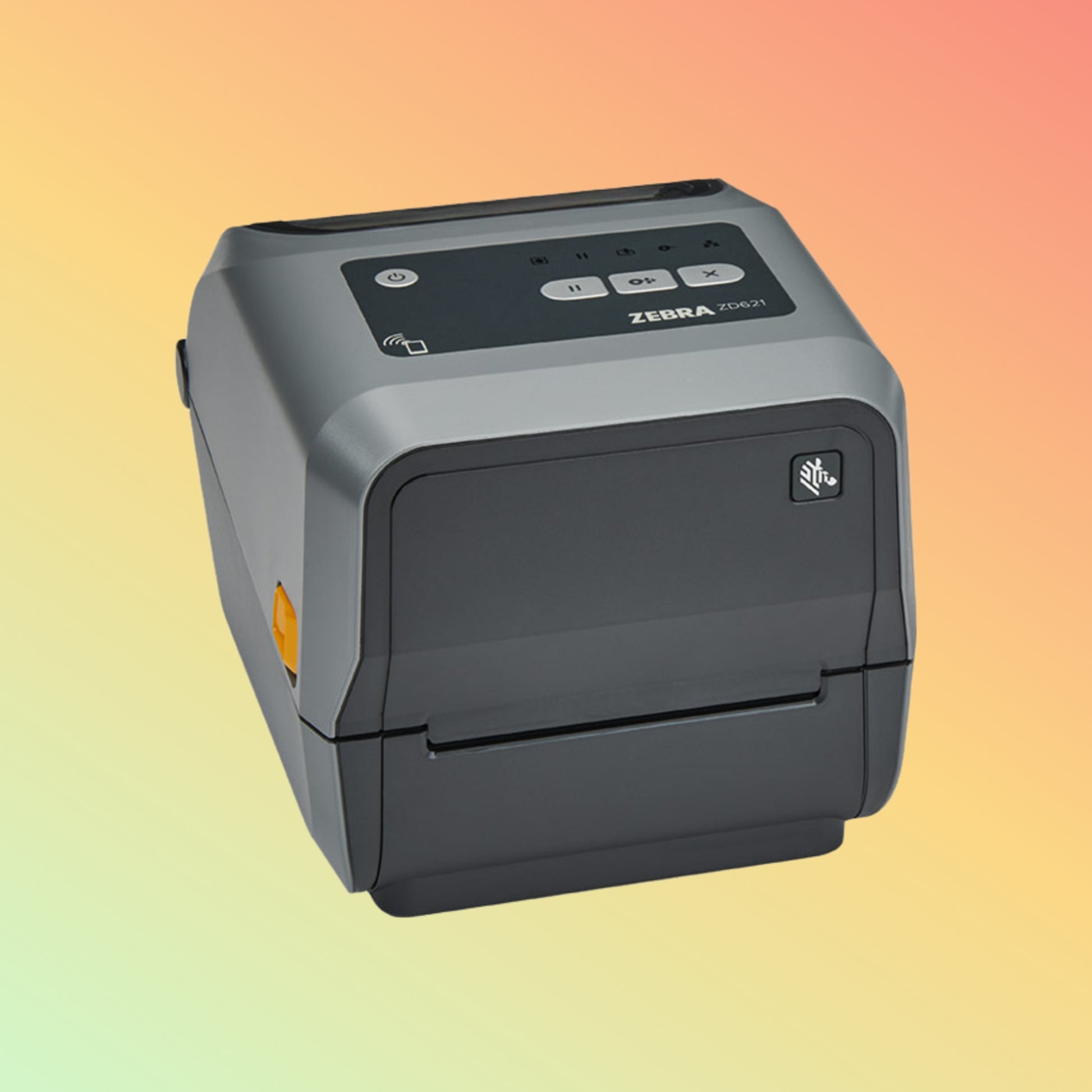 Front View of Zebra ZD621T Label Printer with LCD Display