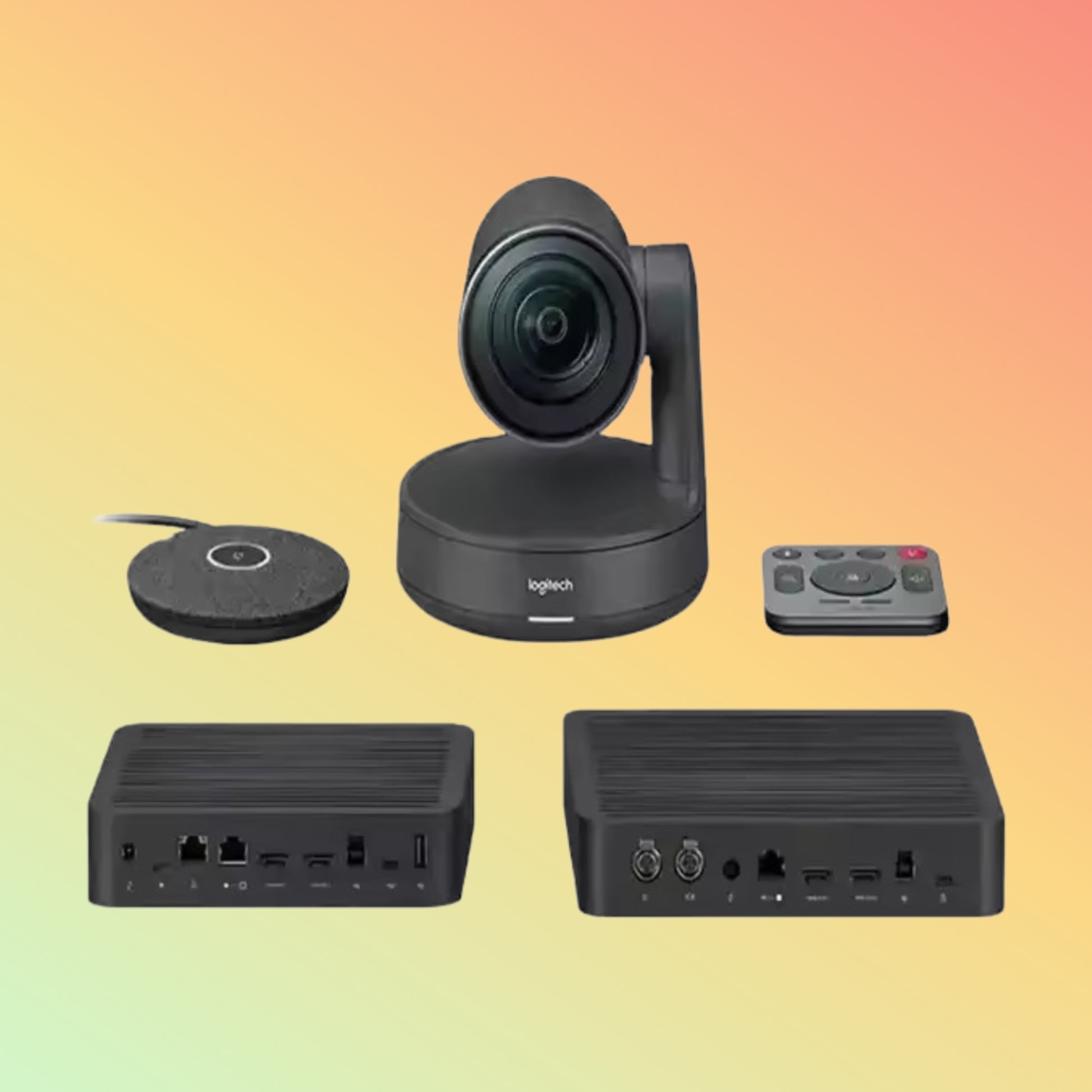 Logitech Rally Plus CC5000E video conference system with 4K Ultra HD resolution.