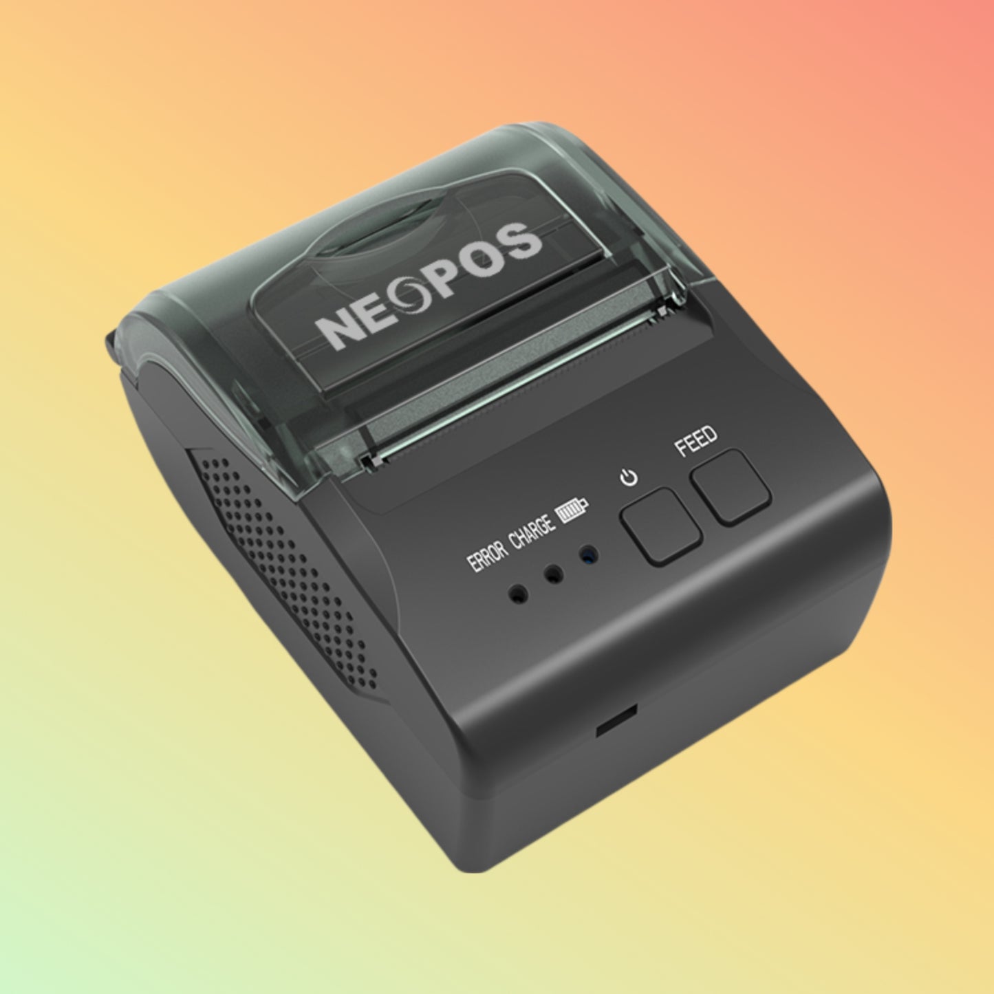 Close-up of the NEOPOS NP-R5810, displaying the power and connectivity buttons.