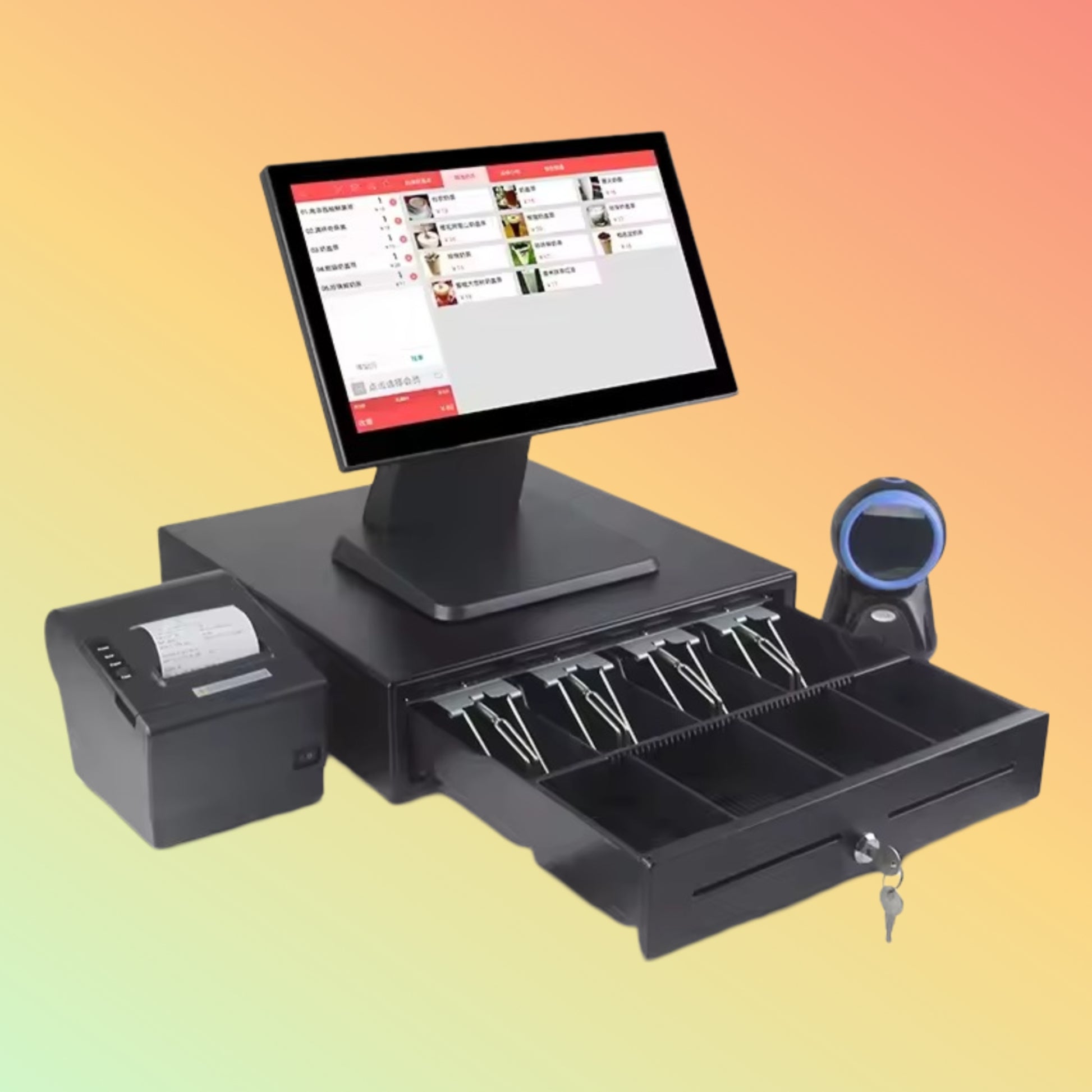 NEOPOS NP-A4 POS Bundle Side View Showing I/O Ports