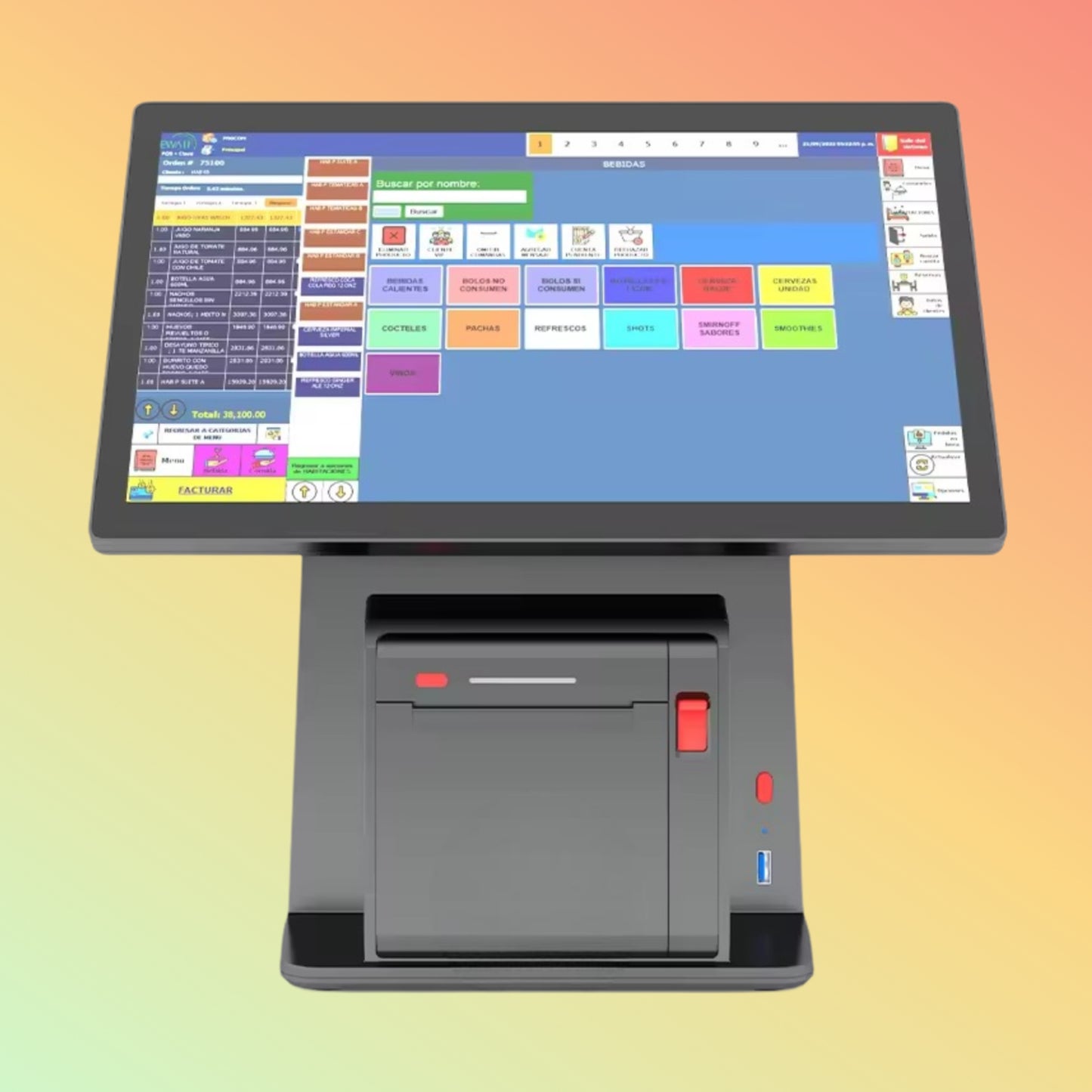 Side View of POSTECH NT-D200R POS Terminal Showing Customer Display