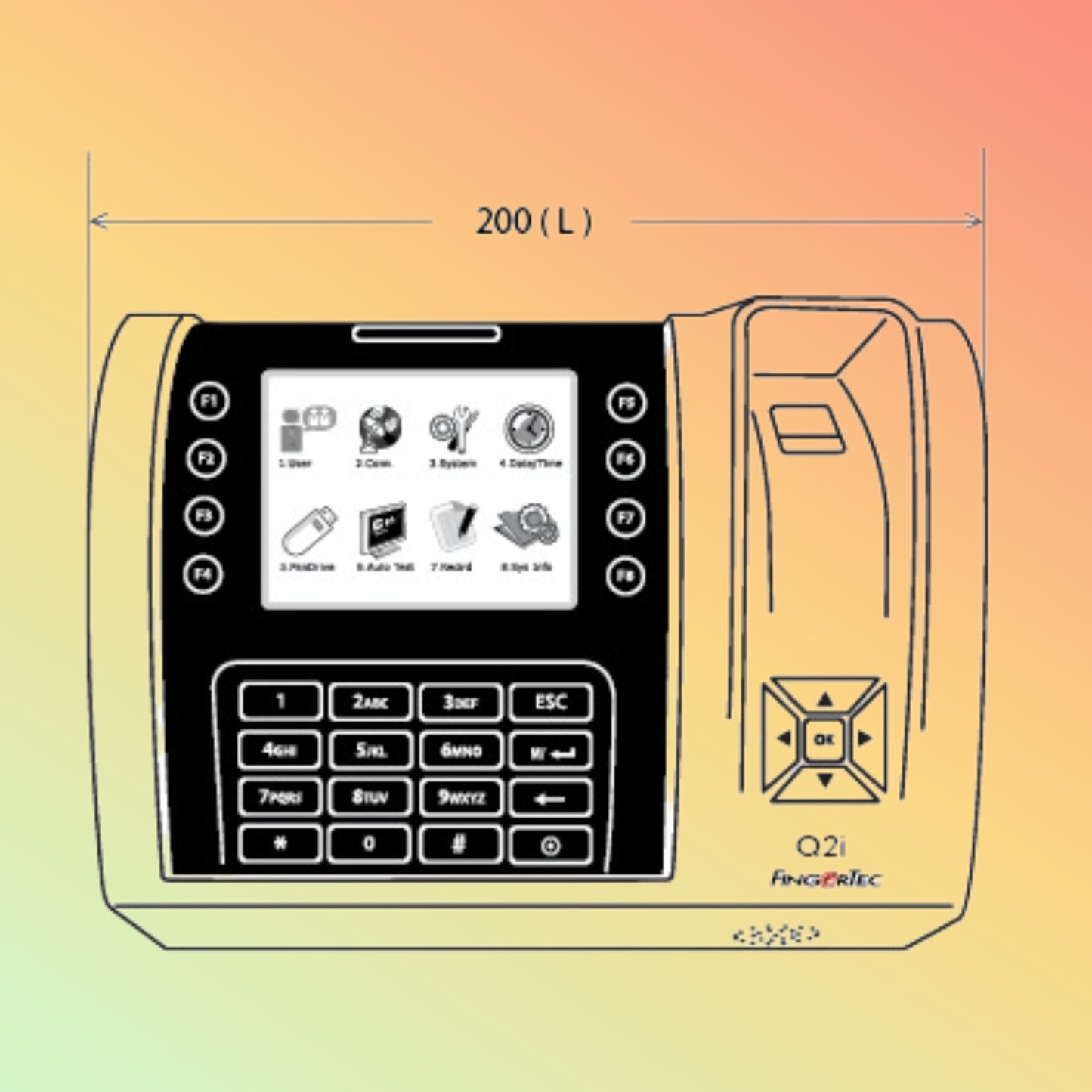 Q2i Biometric Device Installation Diagram for Workplace Security