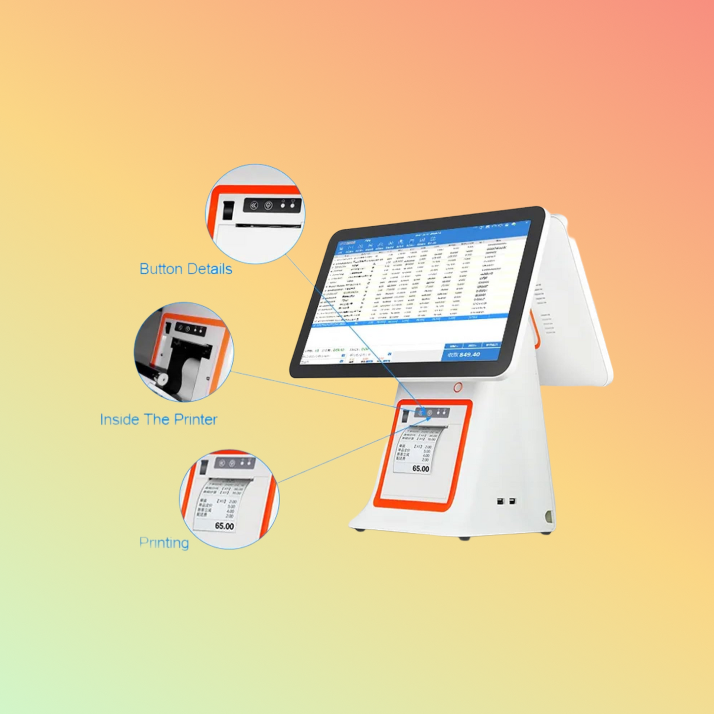 BDJSN Commercial POS Terminal Machine, 15.6" 1080p