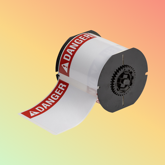 B33 High-Adhesion Glossy Polyester Preprinted Danger Labels, 4" x 4"