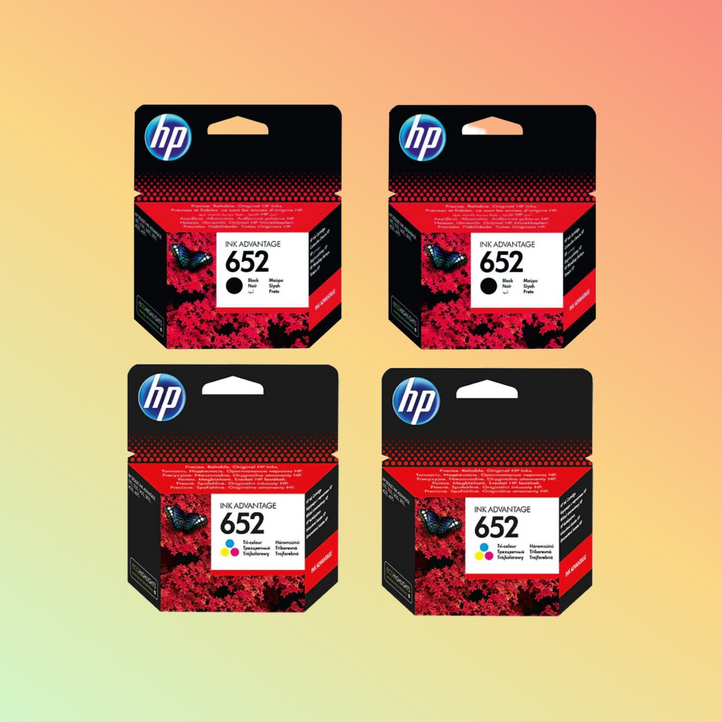 2 Sets of HP 652 Ink Cartridges for HP DeskJet Ink Advantage 4535 4675