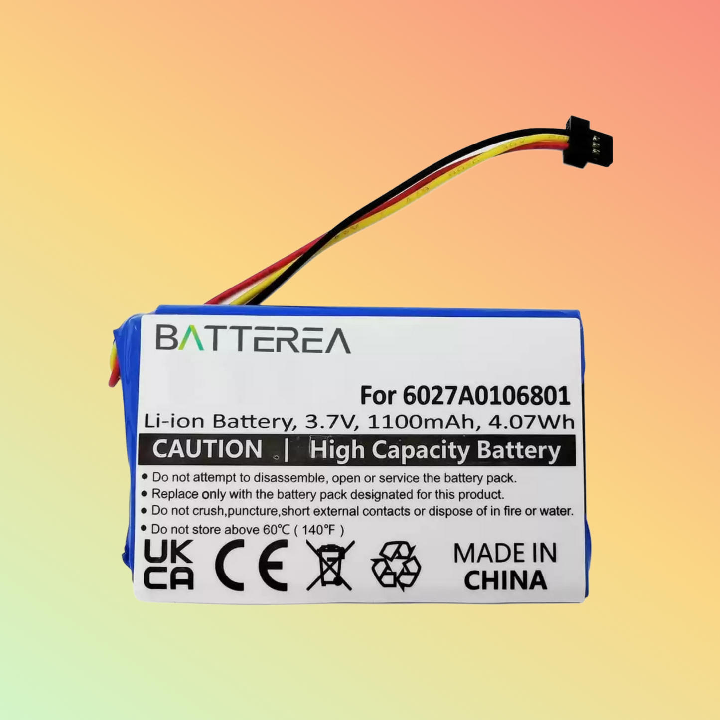 BATTEREA 3.7V 1100mAh Replacement Battery for TomTom XL IQ XL2, replaces 6027A0106801, Li-ion