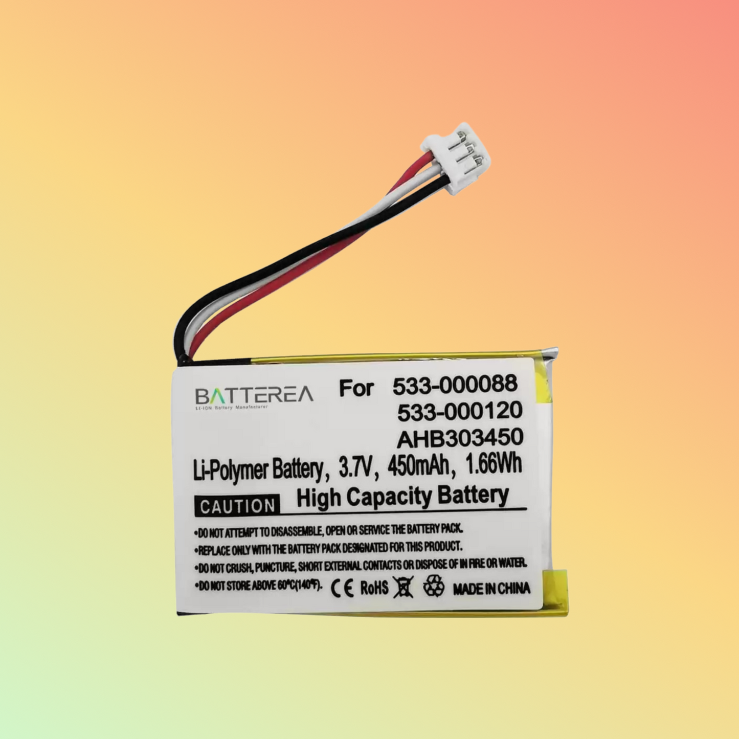 BATTEREA 3.7V 450mAh battery replacement for Logitech MX Anywhere 2 MX Master battery for 533-000088 533-000120 533-000121 AHB303450 L/N: 1412