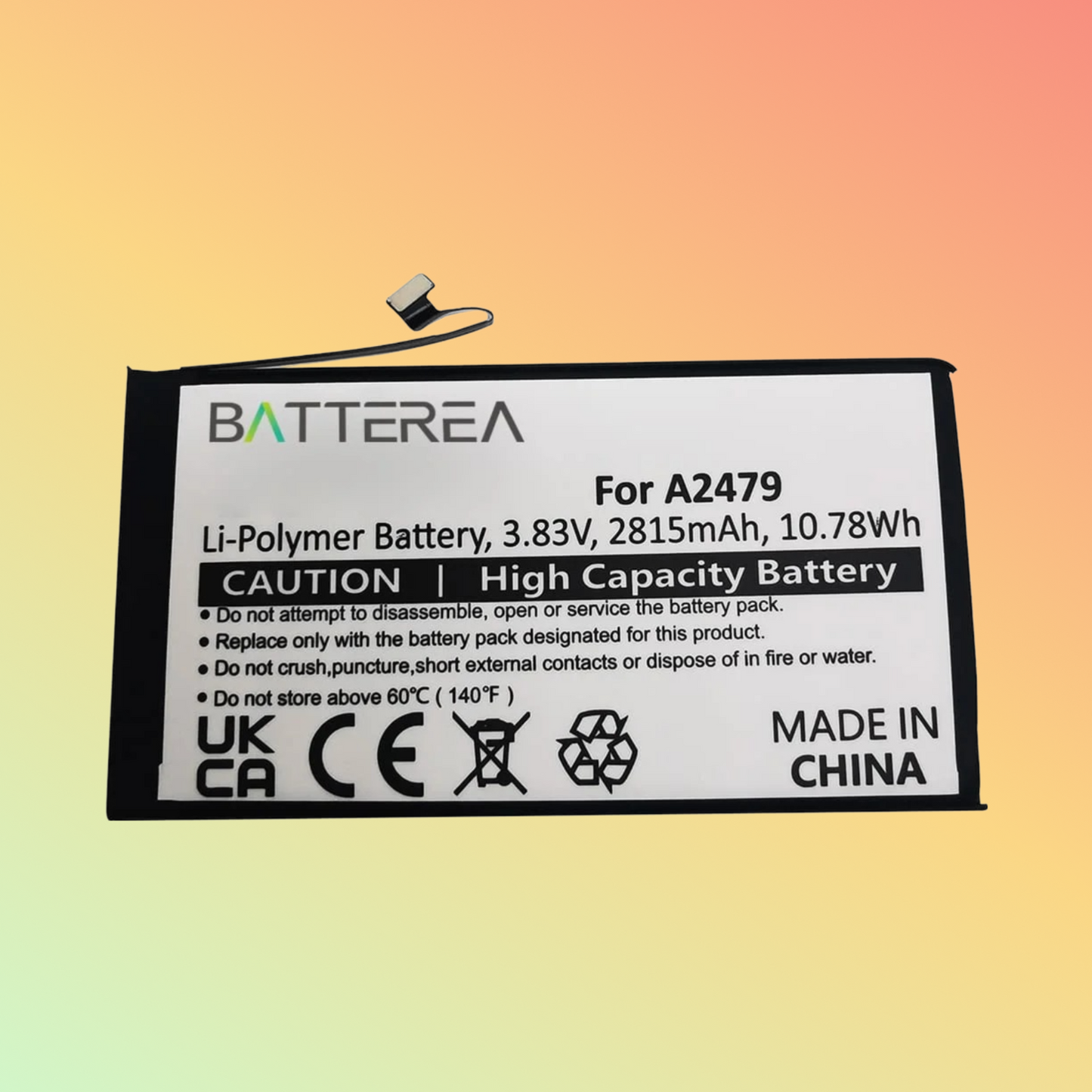 Batterea battery replacement for Apple iPhone 12 replaces A2479 Li-Polymer 3.83V 2815mAh 10.78Wh