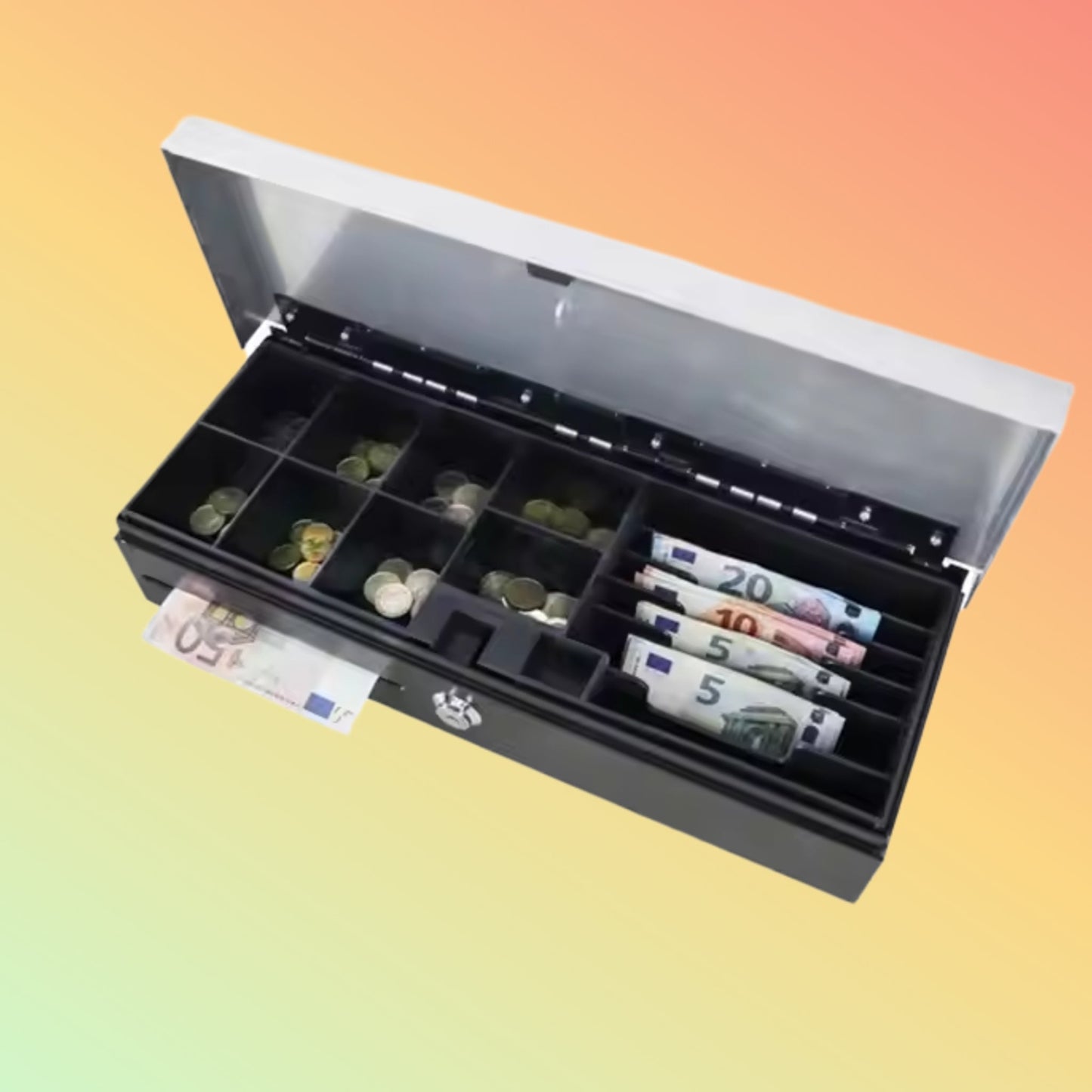 MAKEN FT-460HB adjustable 8 bill/8 coin flip top metal smart cash drawer