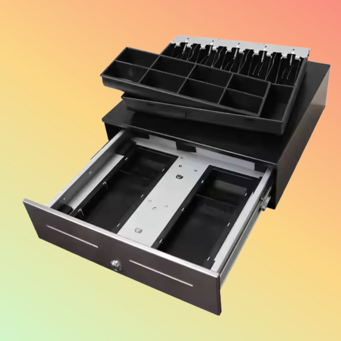 MAKEN Electronic Metal Cash Box Standard Adjustable Drawer Dividers Duty Cash Register Cash Drawer