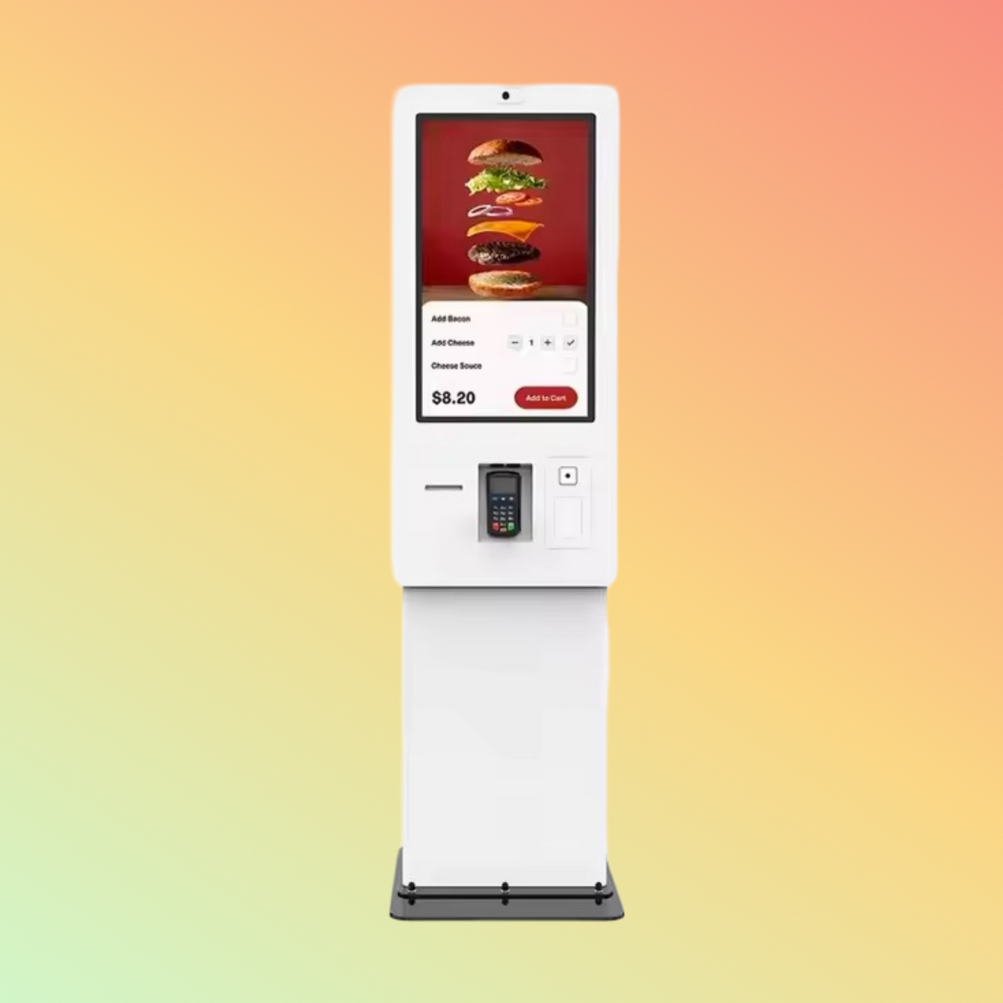 MAKEN Floorstanding 32" interactive fast food ordering kiosk touch screen self payment machine for restaurant