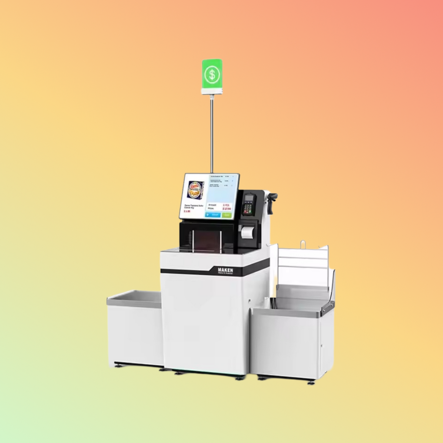 MAKEN Android 19 inch self payment kiosk touch screen checkout automated supermarket self checkout kiosk machine