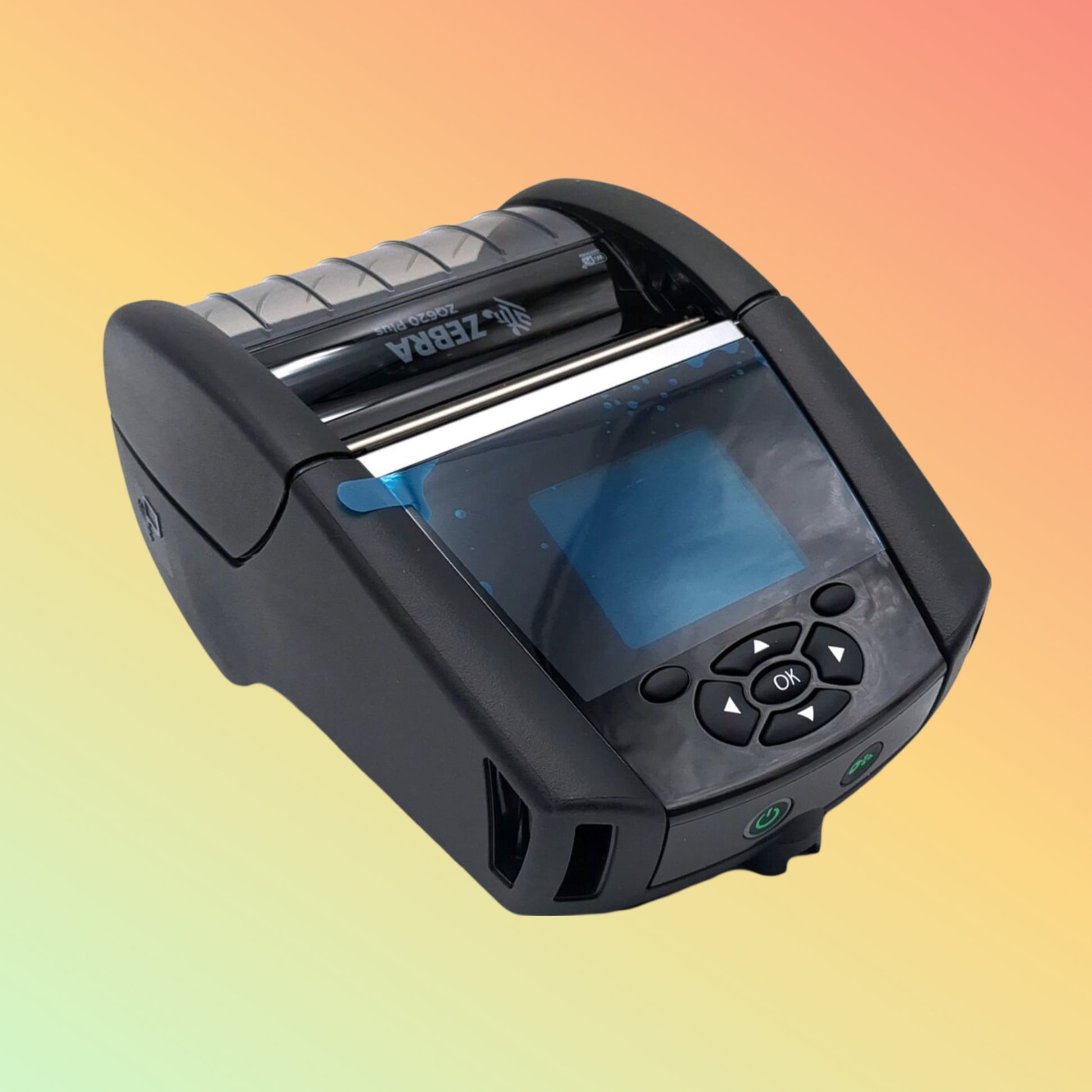 "Bluetooth and Wi-Fi-enabled Zebra ZQ620 Plus printer in action."