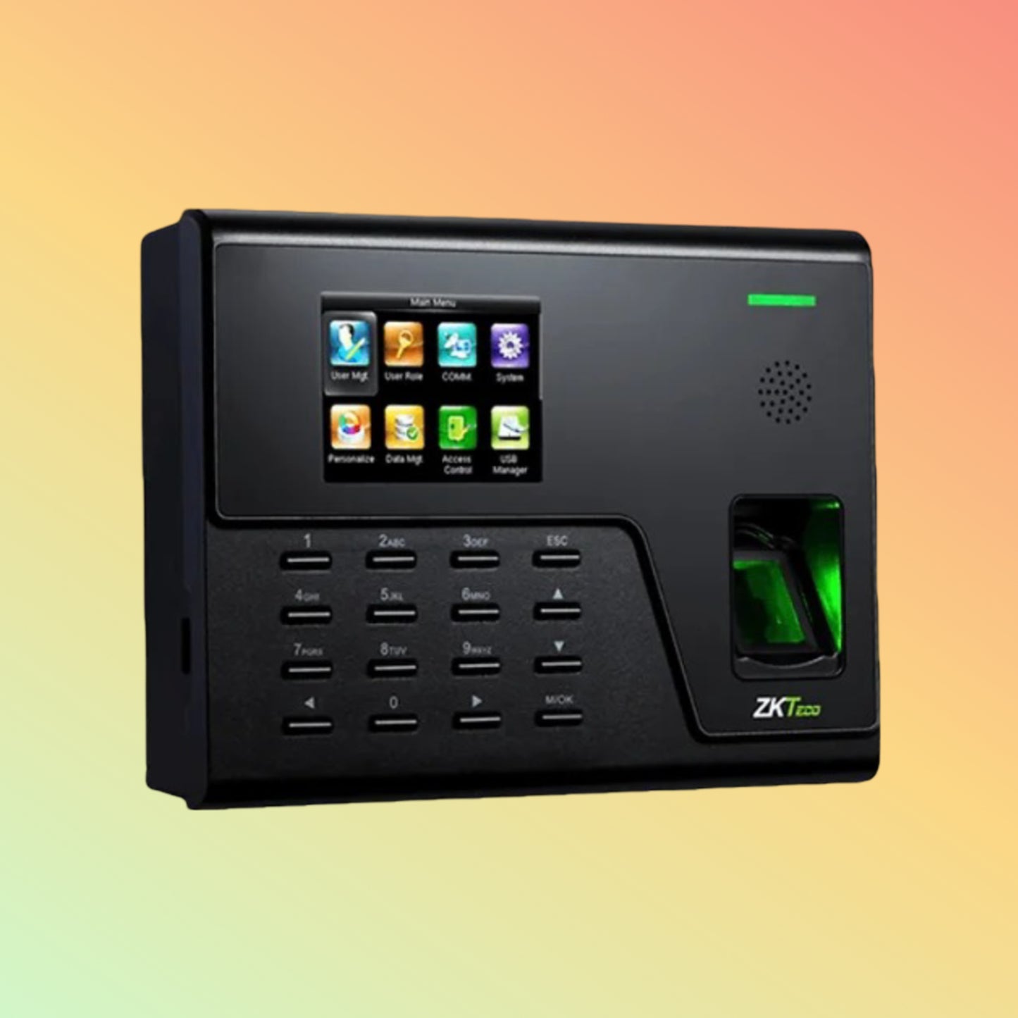 "ZKTeco UA760 biometric time attendance system with Wi-Fi and fingerprint recognition."