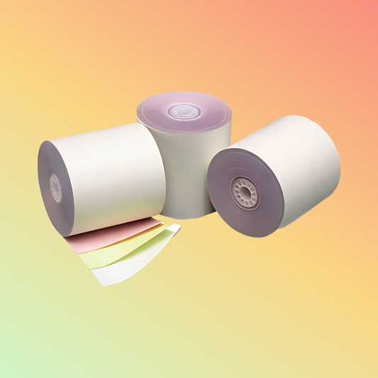 Thermal depot 3" x 70' Carbonless Paper Rolls (3 Ply)