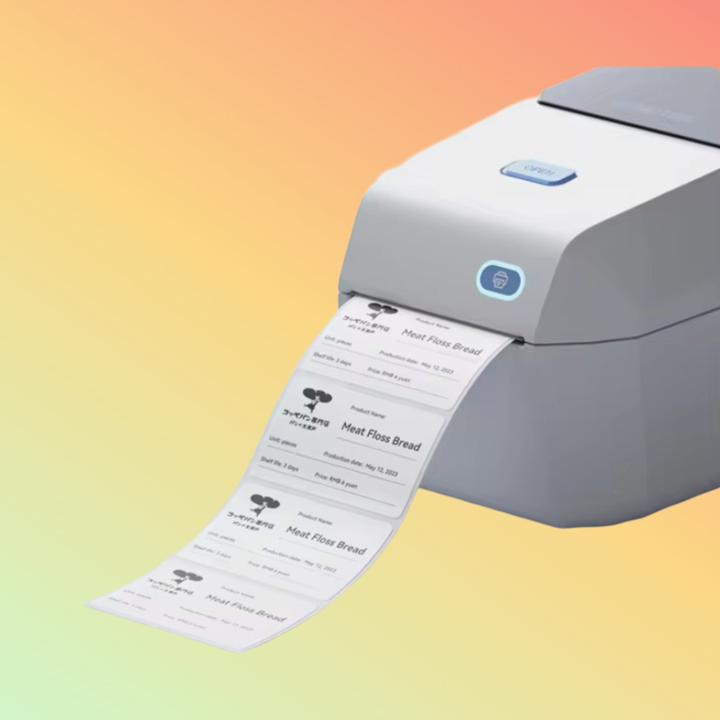 "Top view of Niimbot K3 thermal label maker displaying its USB and Bluetooth interface for seamless printing"