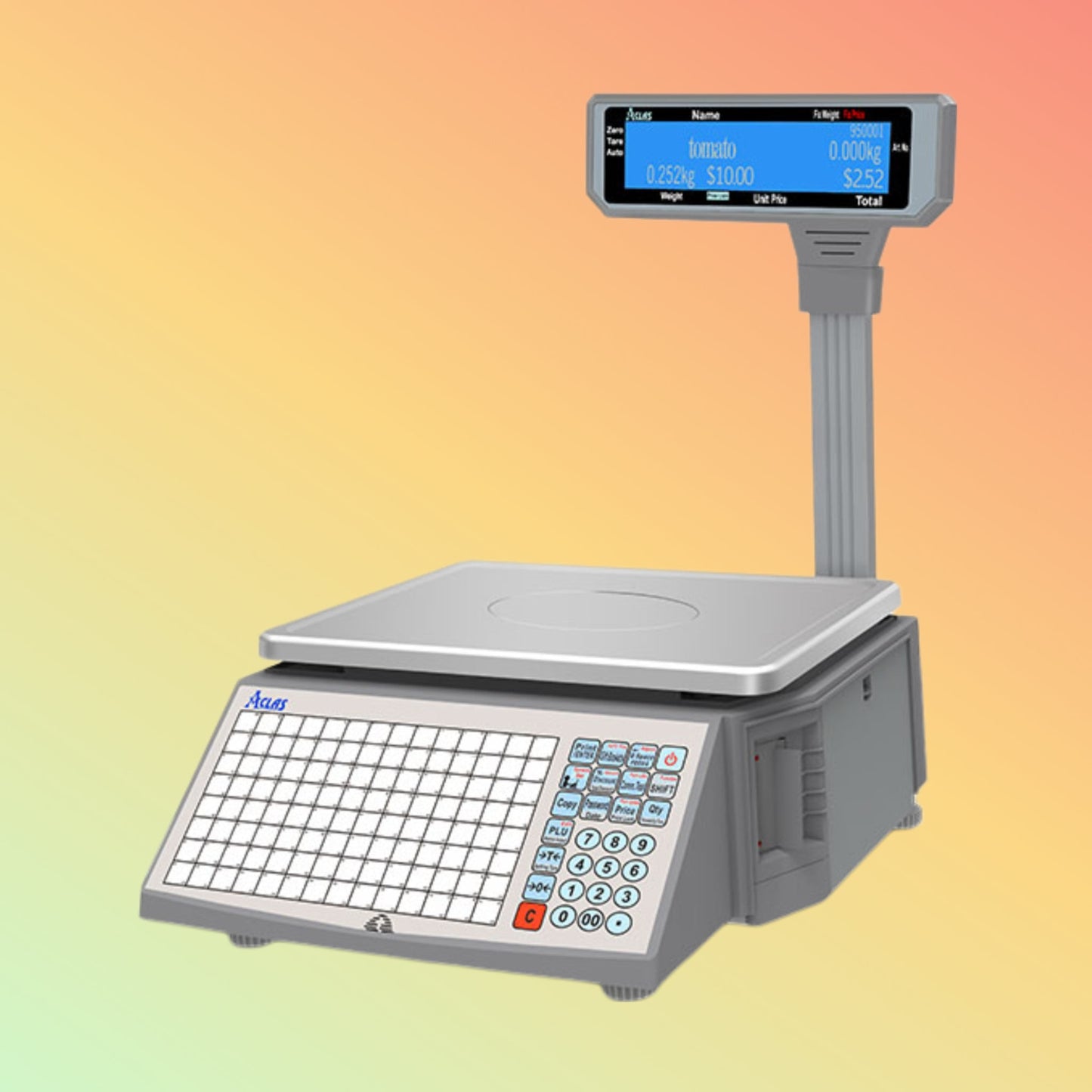 "LCD screen and keypad of Aclas LS6X Label Scale for user-friendly interface"