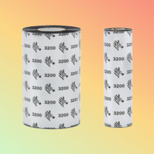 "Zebra Wax-A3200 Ribbon roll featuring durable wax/resin formulation."